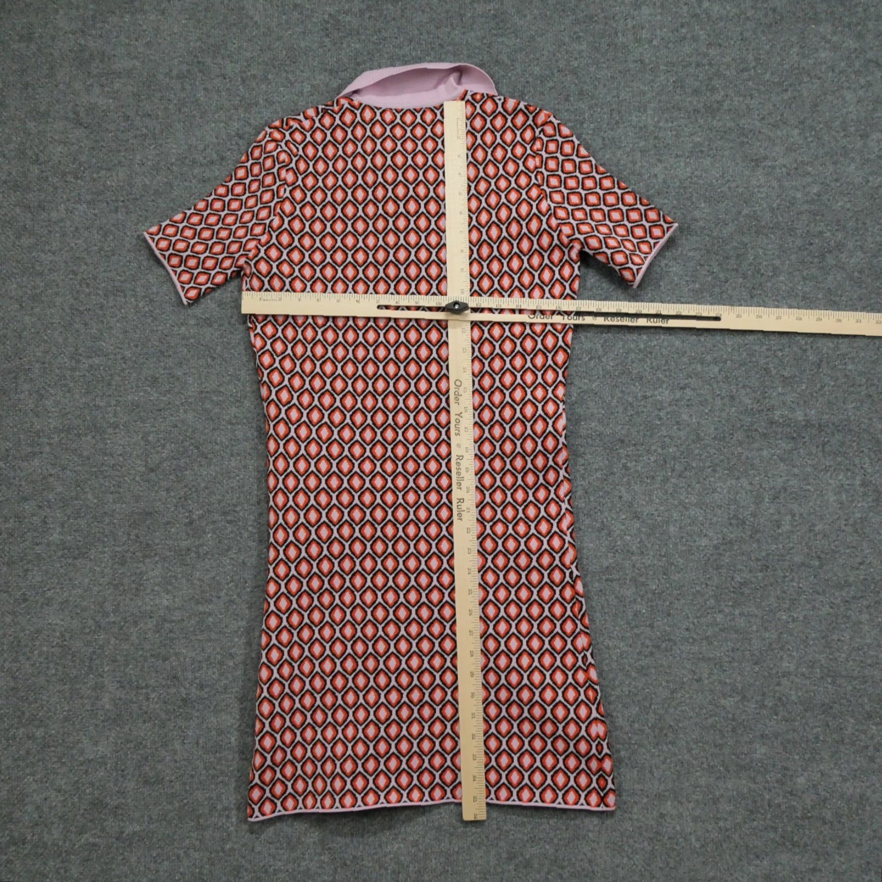 Pinko Bohme Dress Womens XS Mini Knit Retro Orange Pink Short Sleeve Collared Casual Size XS / US 0-2 / IT 36-38 - 7 Thumbnail