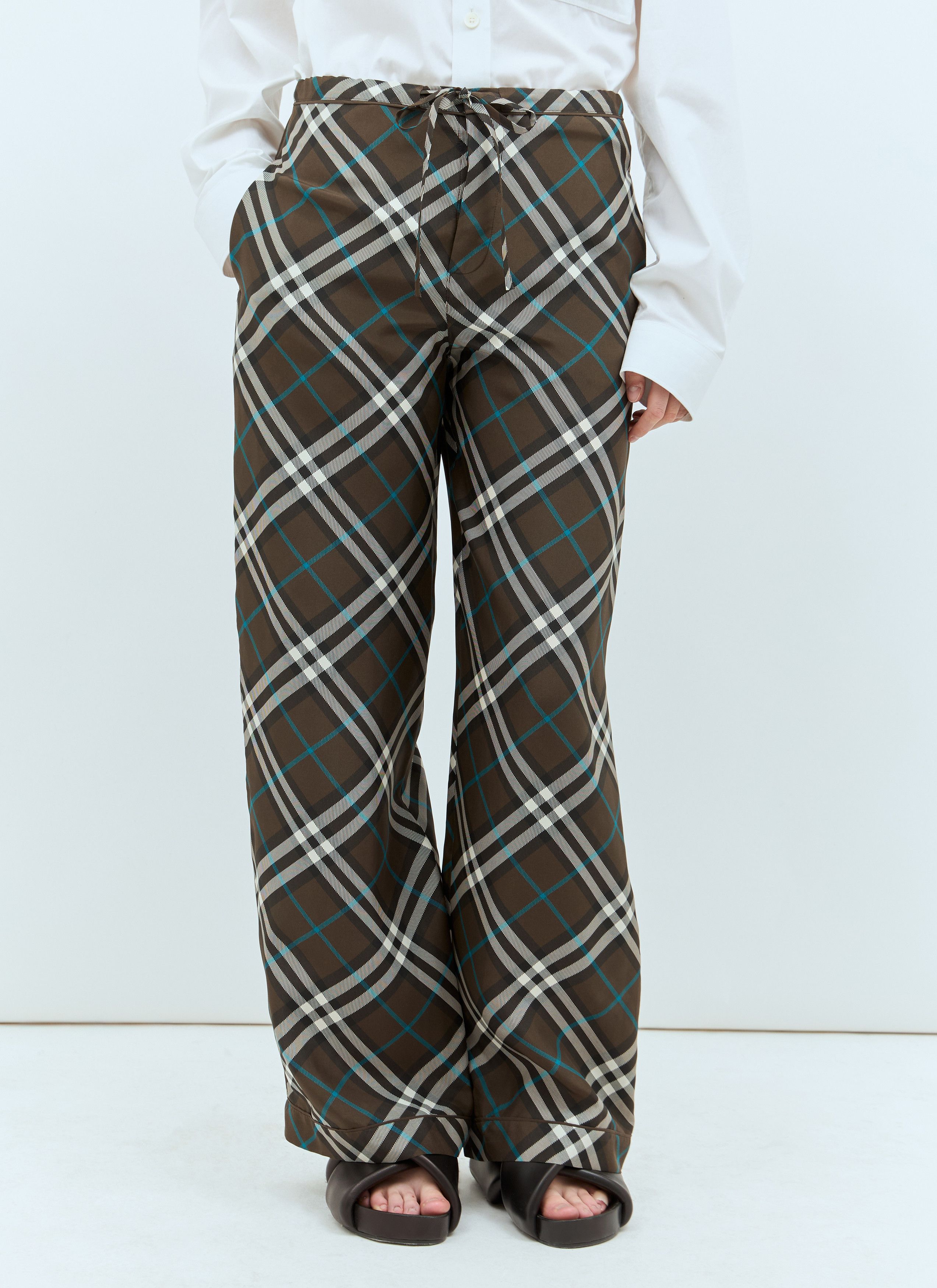 Burberry Check Silk Pants Size 26" / US 2 / IT 38 - 1 Thumbnail
