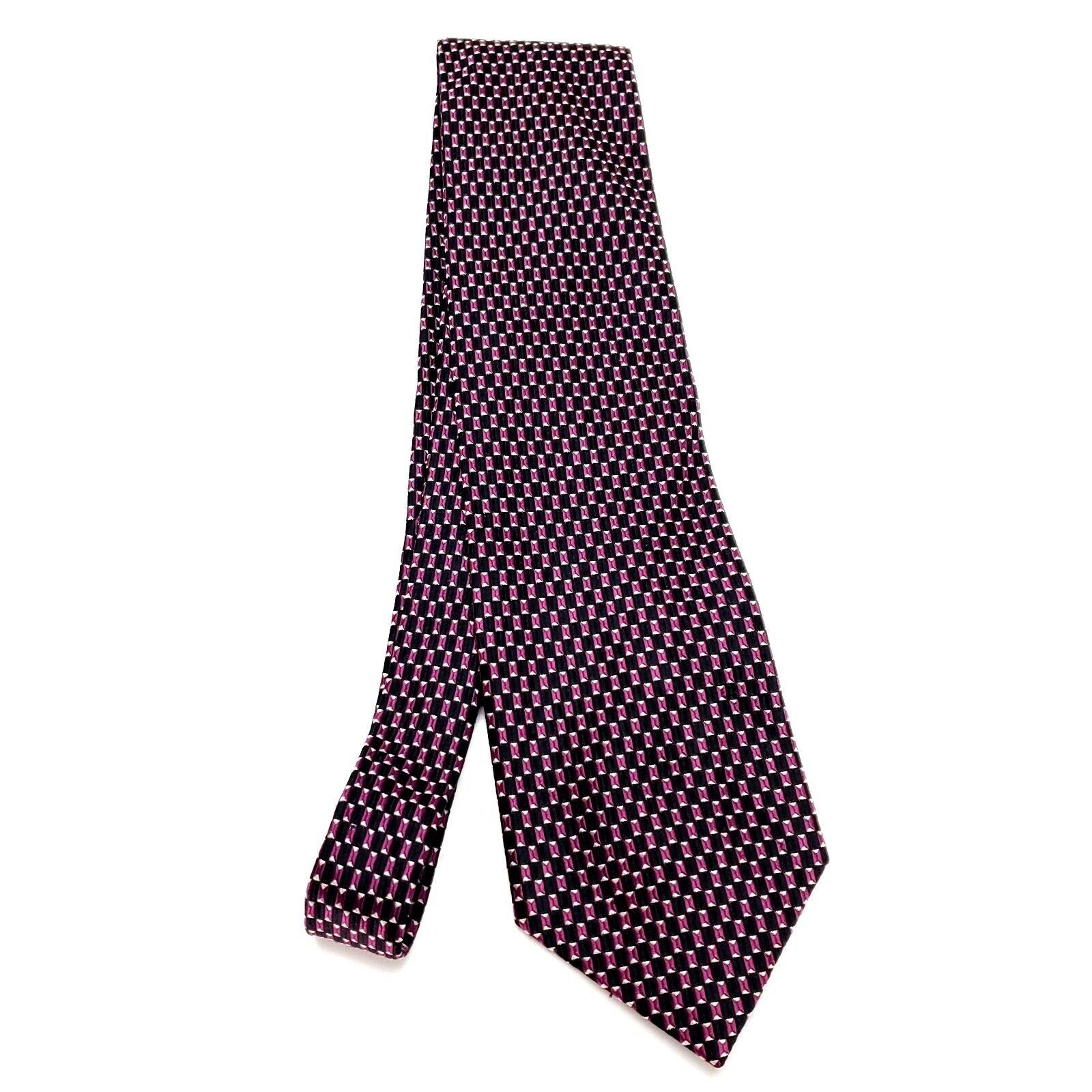 Nautica Nautica Silk Tie Woven Purple Black Geometric Size ONE SIZE - 7 Thumbnail