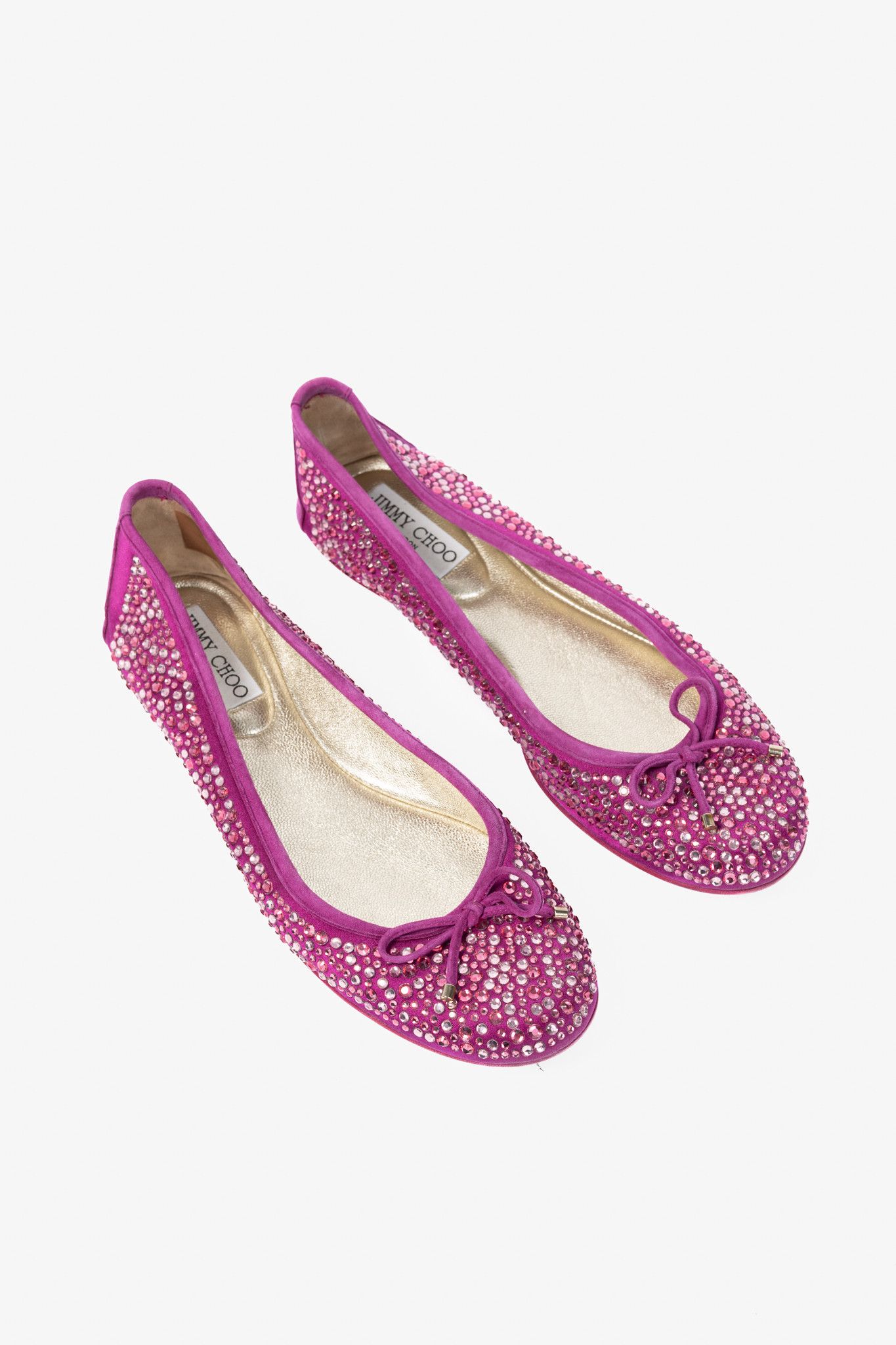 Jimmy Choo Jimmy Choo Weber Crystal-Embellished Satin Bow Ballet Flats Size US 8.5 / IT 38.5 - 1 Thumbnail