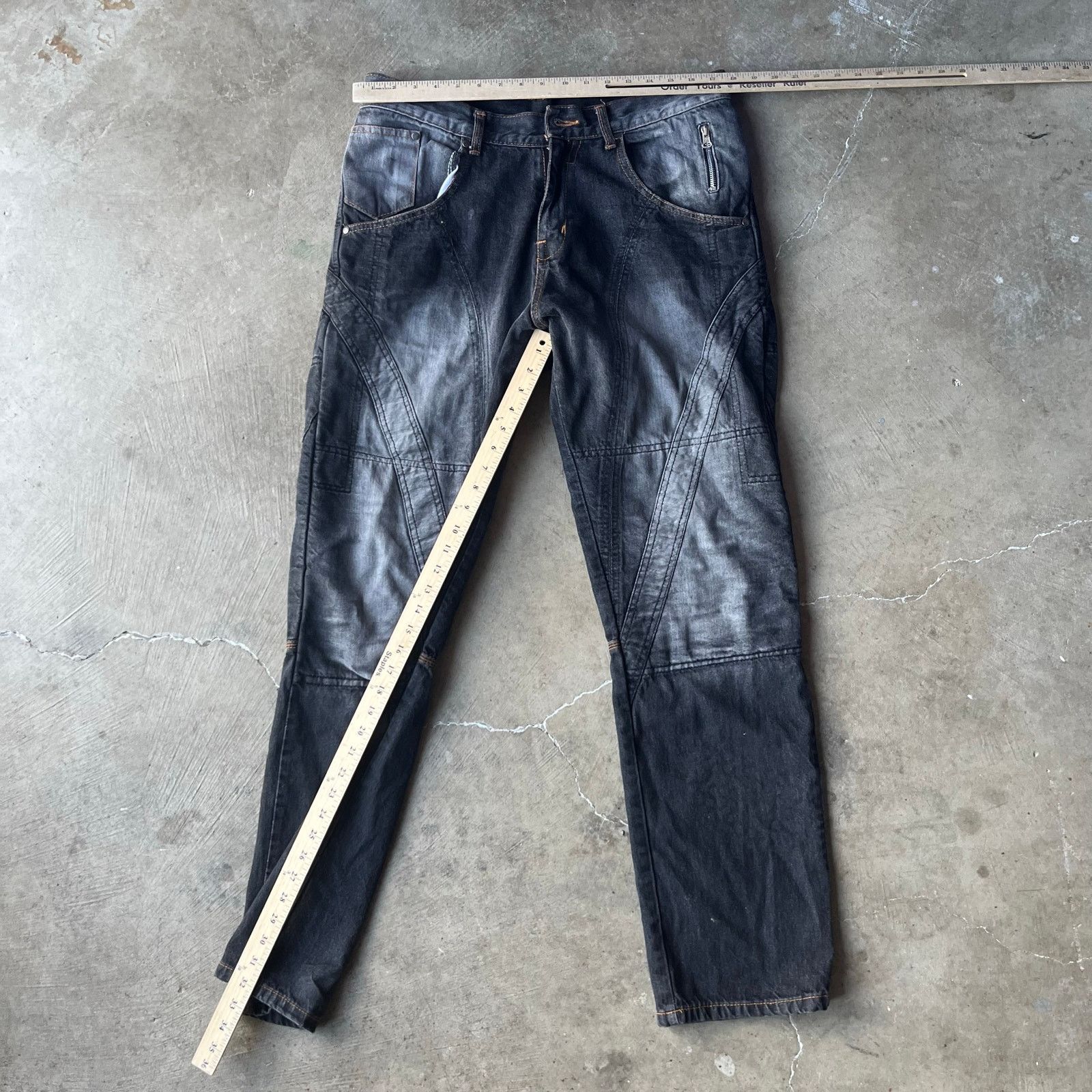 Vintage VINTAGE Y2K BLACK JEANS BAGGY WIDE-LEG RAVE FADED 36X32 00S Size US 36 / EU 52 - 10 Thumbnail