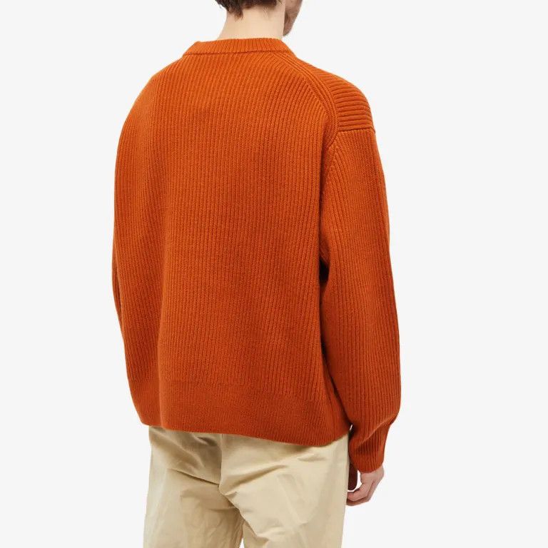 Studio Nicholson o1mle0824 Fisherman Rib Crew Neck Jumper Terracotta Orange Size US S / EU 44-46 / 1 - 2 Thumbnail