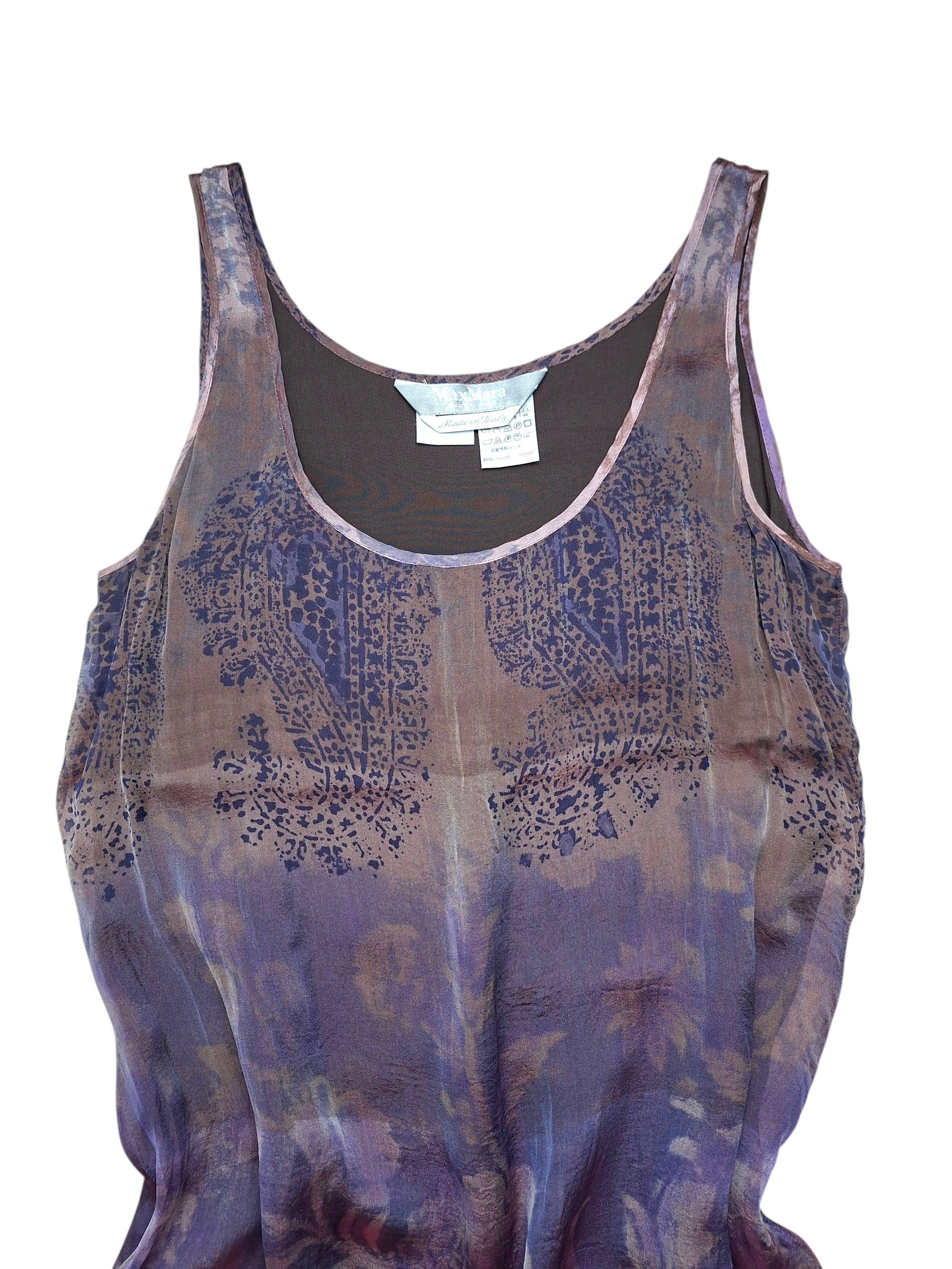 Max Mara Vintage MAX MARA Pura Seta Silk Midi Dress Floral Size S / US 4 / IT 40 - 3 Thumbnail