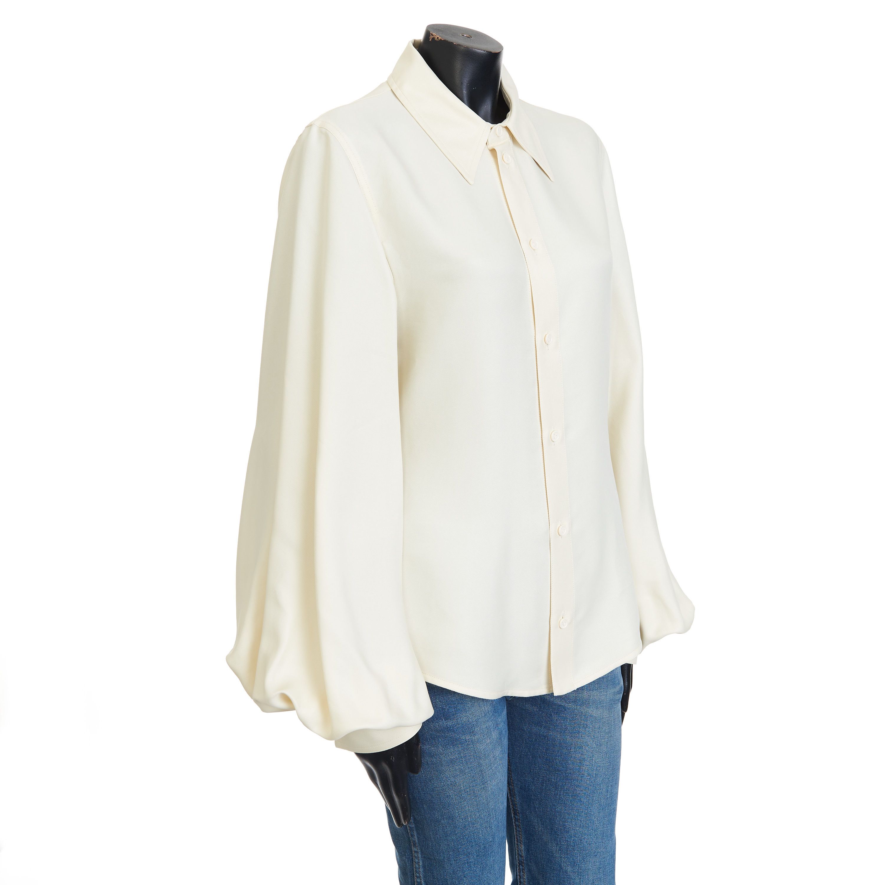 Bottega Veneta Longsleeve Shirt In Seasalt Viscose & Silk Mix Fluid Twill Size S / US 4 / IT 40 - 8 Thumbnail