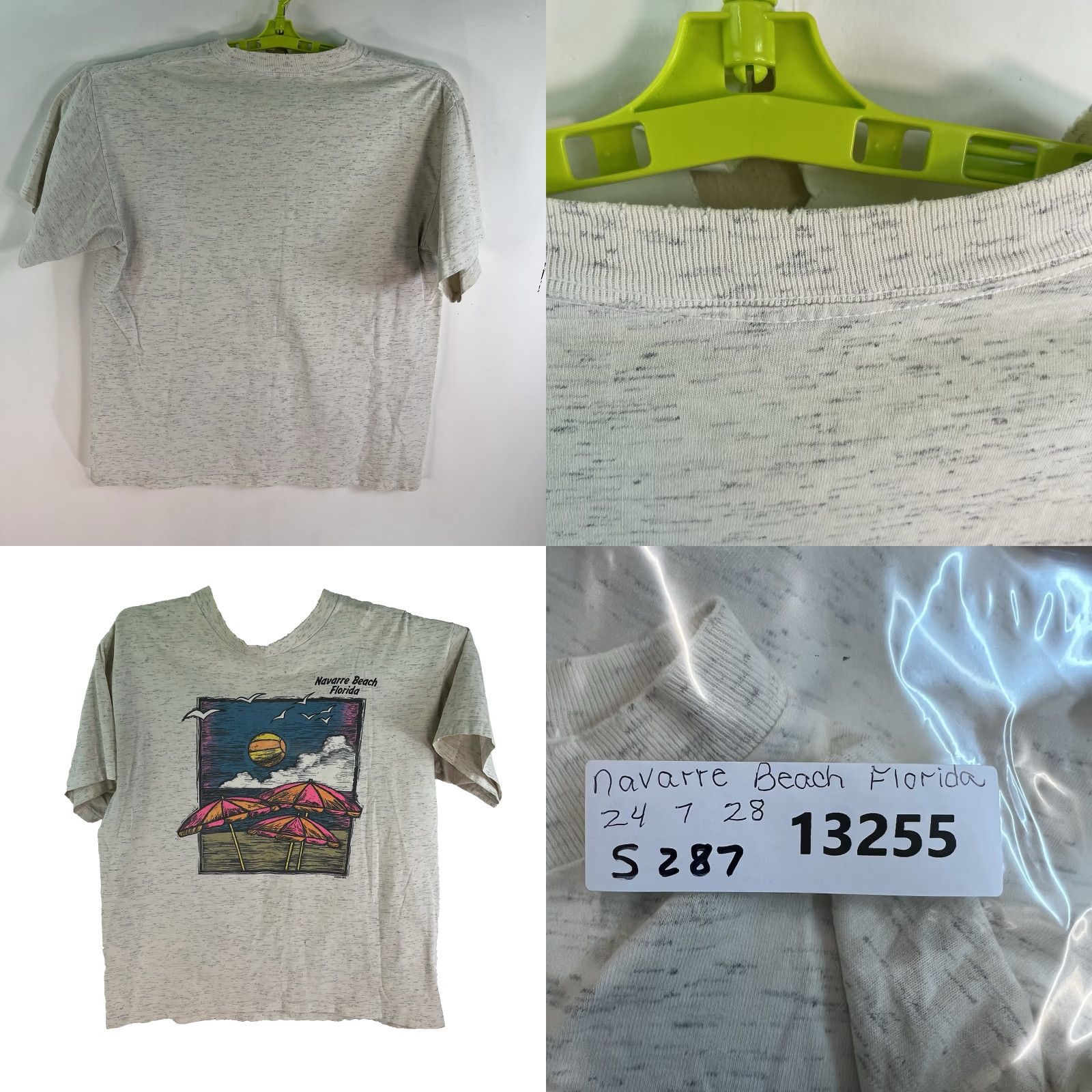 Vintage VINTAGE Beach T-Shirt Shirt Adult XL Gray Logo Florida 90s Graphic Print Stitch Short Sleeve USA Men Mens Size US XL / EU 56 / 4 - 8 Thumbnail