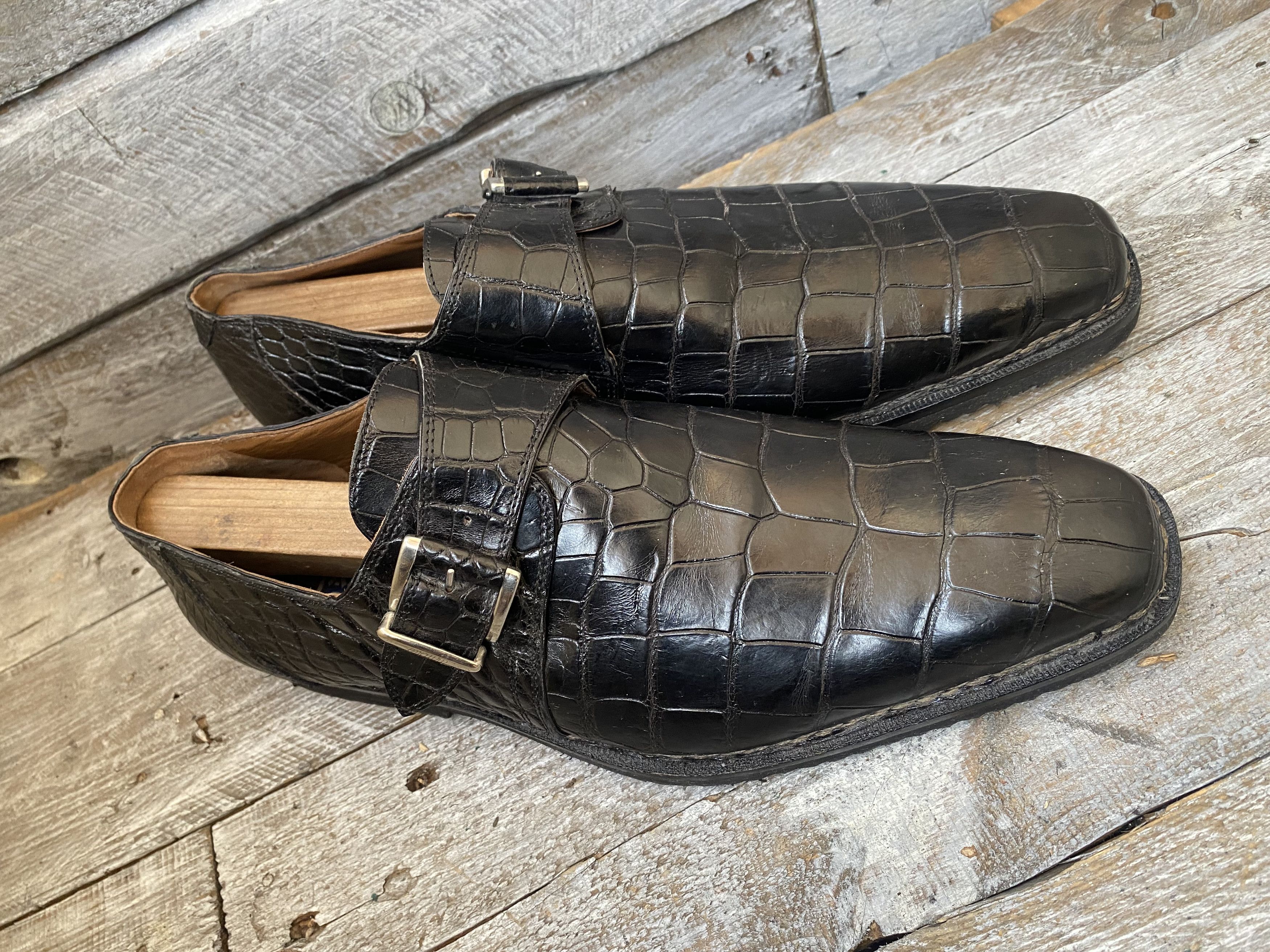 Mauri exotic alligator monkstrap dress shoes sz 10