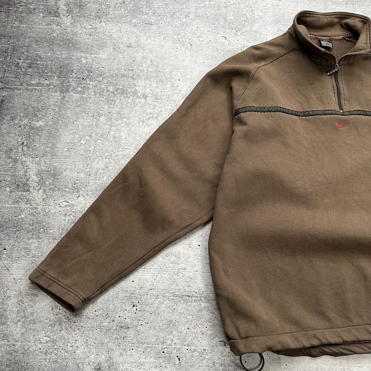 Nike × Vintage Nike Vintage 90s Center Logo Brown Faded 1/3 Zip Sweatshirt Size US XXL / EU 58 / 5 - 2 Thumbnail