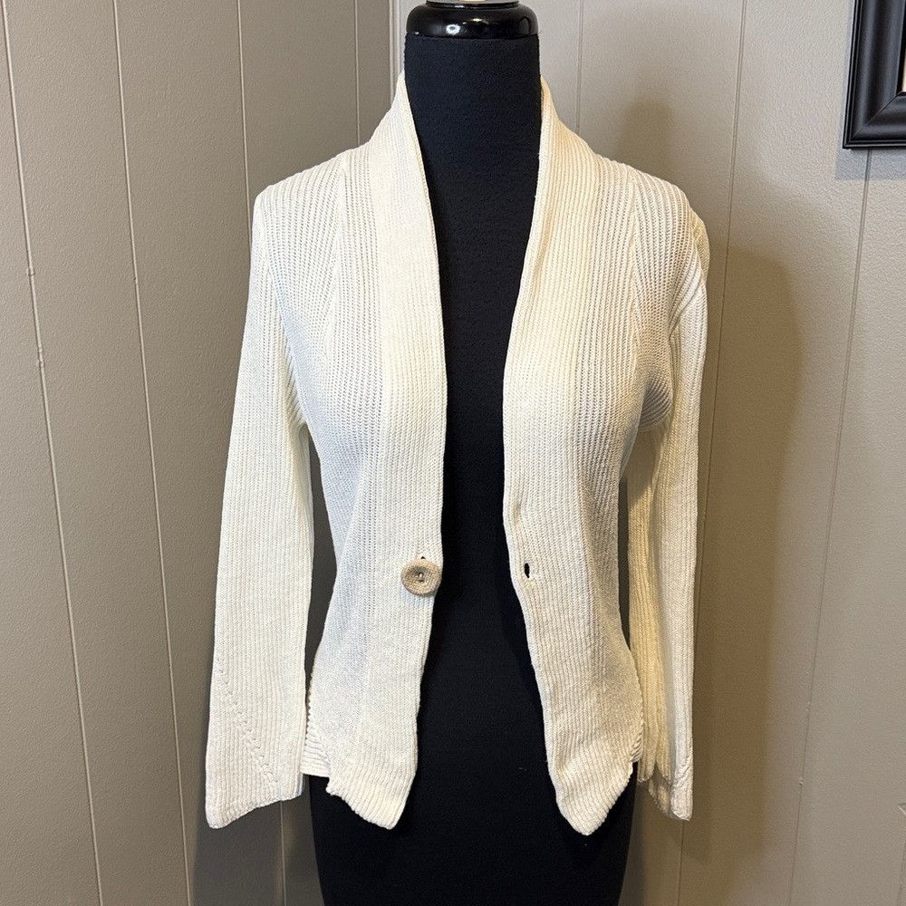 Brunello Cucinelli Brunello Cucinelli Women’s Medium White Knit Cardigan with Size M / US 6-8 / IT 42-44 - 8 Thumbnail