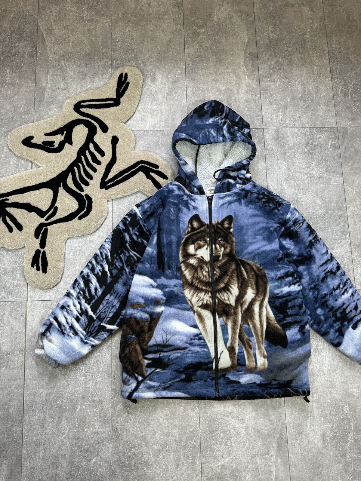 Vintage Vintage fleece Wolf Sherpa full print art animal gorpcore Size US L / EU 52-54 / 3 - 1 Thumbnail