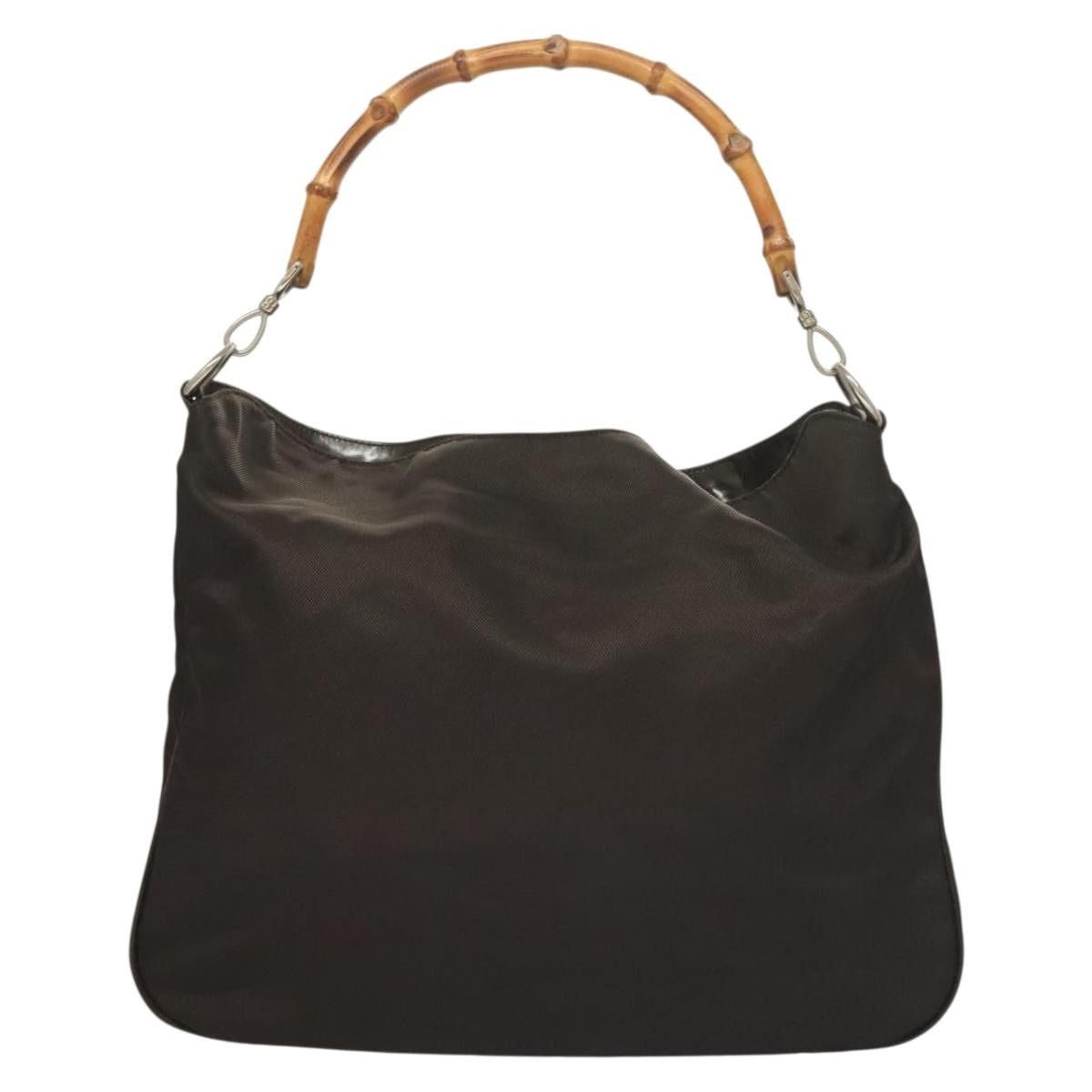 Gucci GUCCI Bamboo Hand Bag Nylon Brown Silver 001 1553 001 1553 Size ONE SIZE - 2 Thumbnail
