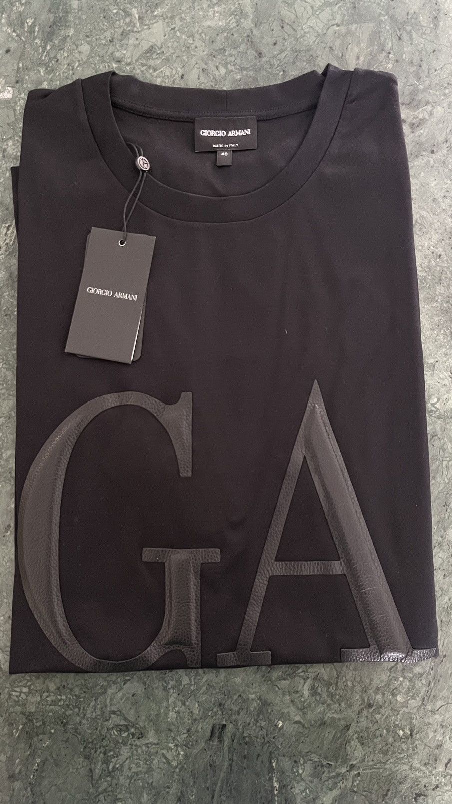 Giorgio Armani Giorgio Armani logo tshirt leather GA patch Size US M / EU 48-50 / 2 - 1 Thumbnail