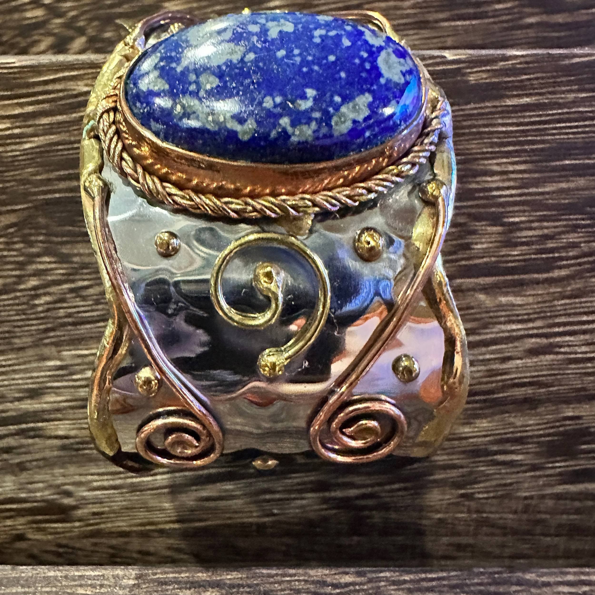 Other Artisan 2-Inch Wide Lapis Lazuli Cuff Bracelet, Adjustable M Size ONE SIZE - 1 Thumbnail