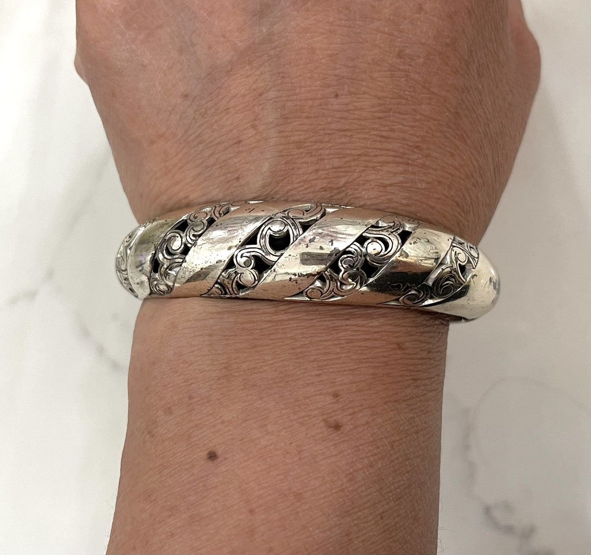Vintage VTG Brighton Bracelet Silver Tone Kismet Open Size ONE SIZE - 3 Thumbnail