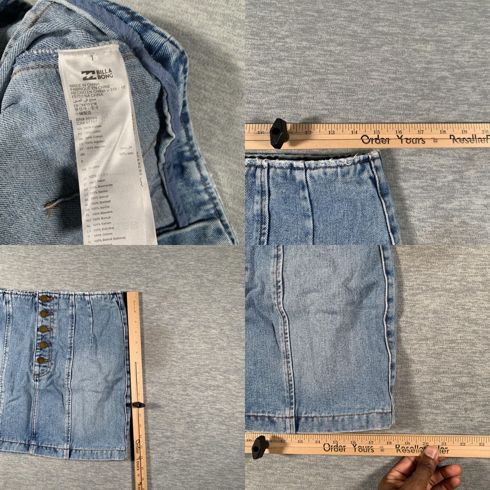 Billabong Billabong Skirt Womens 31 Blue Denim Button Front Mini High Waist Casual Summer Size 24" / US 00 / IT 34 - 8 Thumbnail