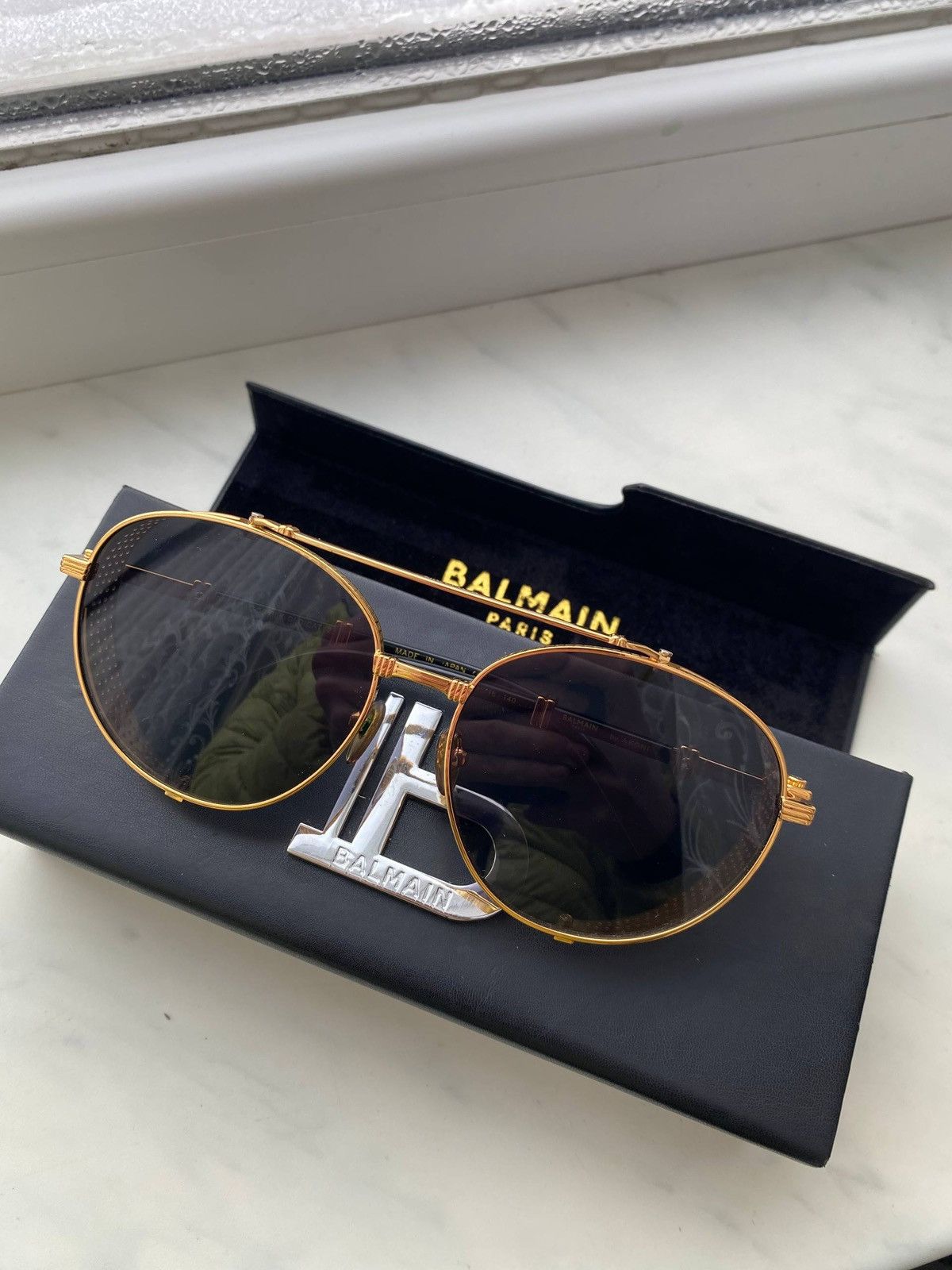 Balmain Vintage Balmain Brigade I Black / Gold Sunglasses Size ONE SIZE - 1 Thumbnail