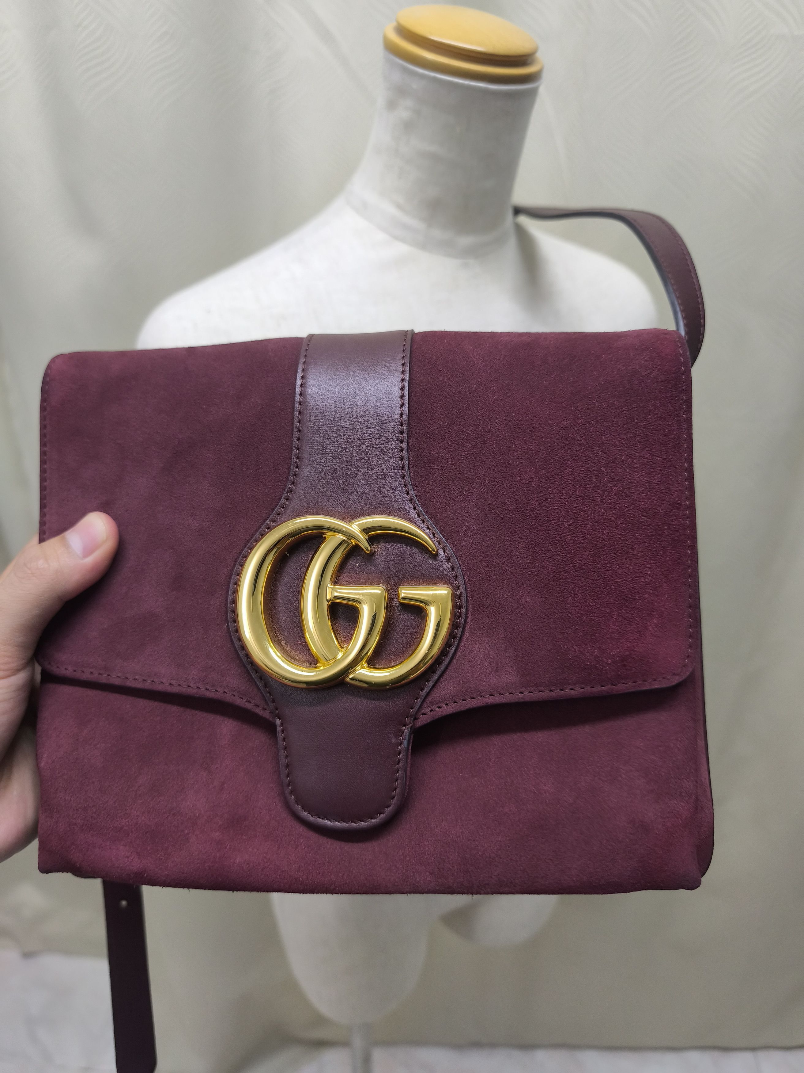Gucci Gucci GG Marmont Suede Leather Shoulder Bag - Burgundy Size ONE SIZE - 14 Thumbnail