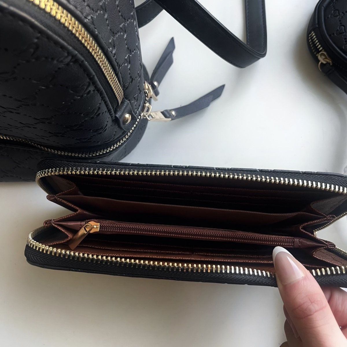 Other Black Quilted Mini Backpack Set with Wallet and Coin Pouch Size ONE SIZE - 3 Thumbnail