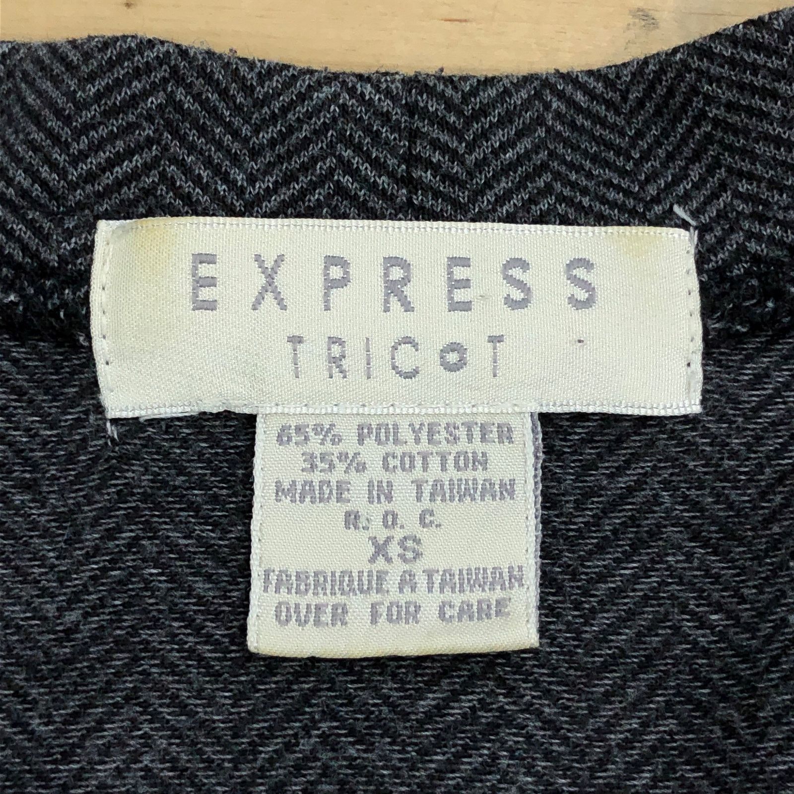 Express Express Tricot Size XS Cardigan Sweater Herringbone Gray VTG Size XS / US 0-2 / IT 36-38 - 12 Thumbnail