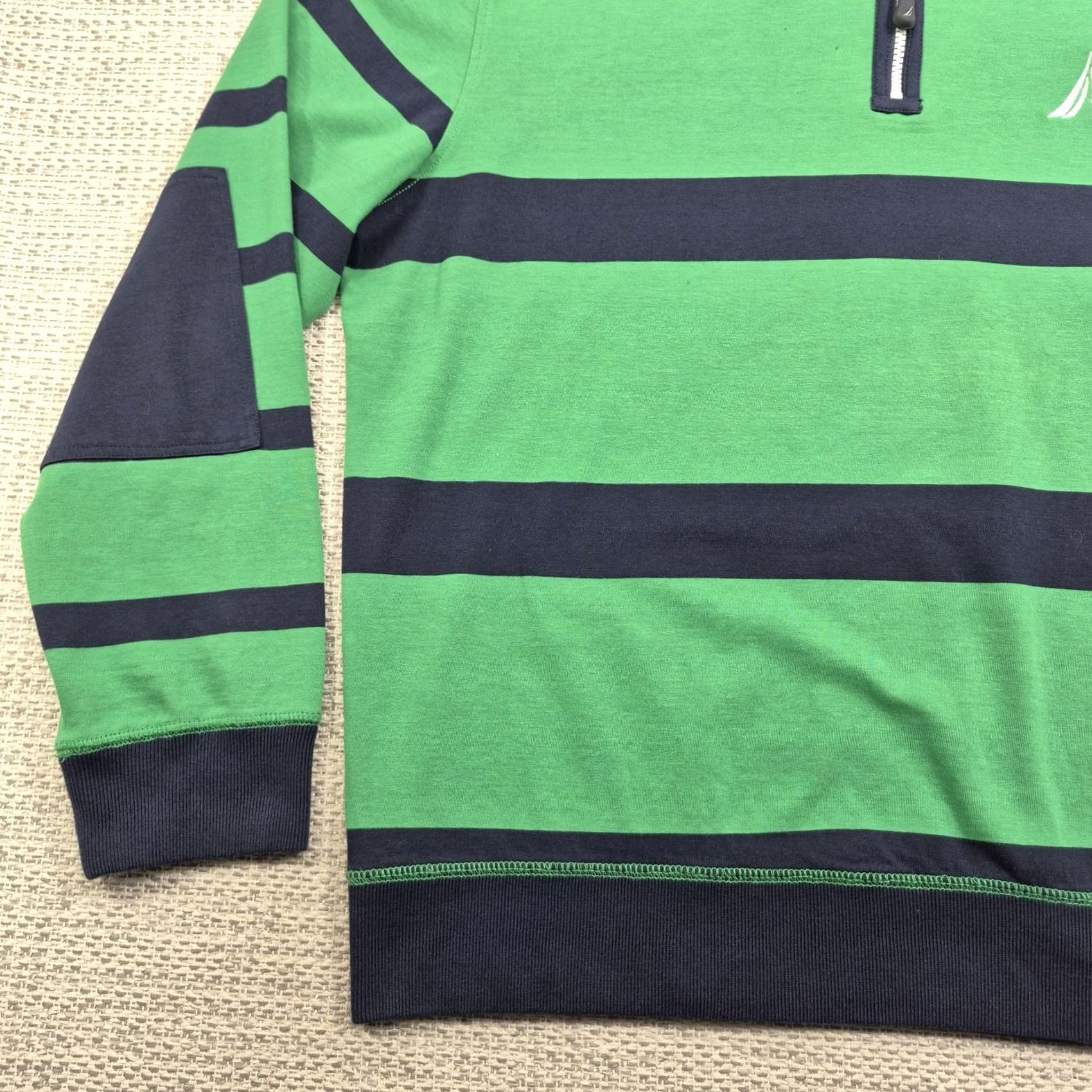 Nautica Nautica Mens 2XL Rugby Polo Sweater Shirt Green Striped 1/4 Zip Collared Size US XXL / EU 58 / 5 - 3 Thumbnail