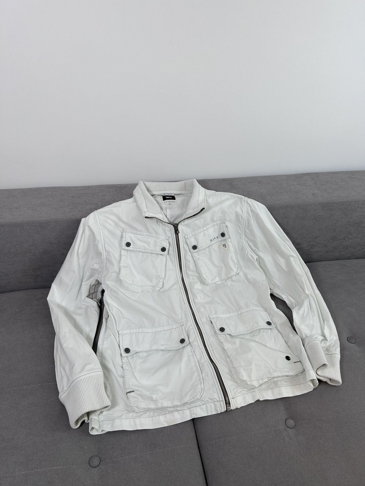 G-Star × Vintage G-STAR Raw Military Style Cargo Multi Pockets White Jacket Size US XL / EU 56 / 4 - 2 Thumbnail