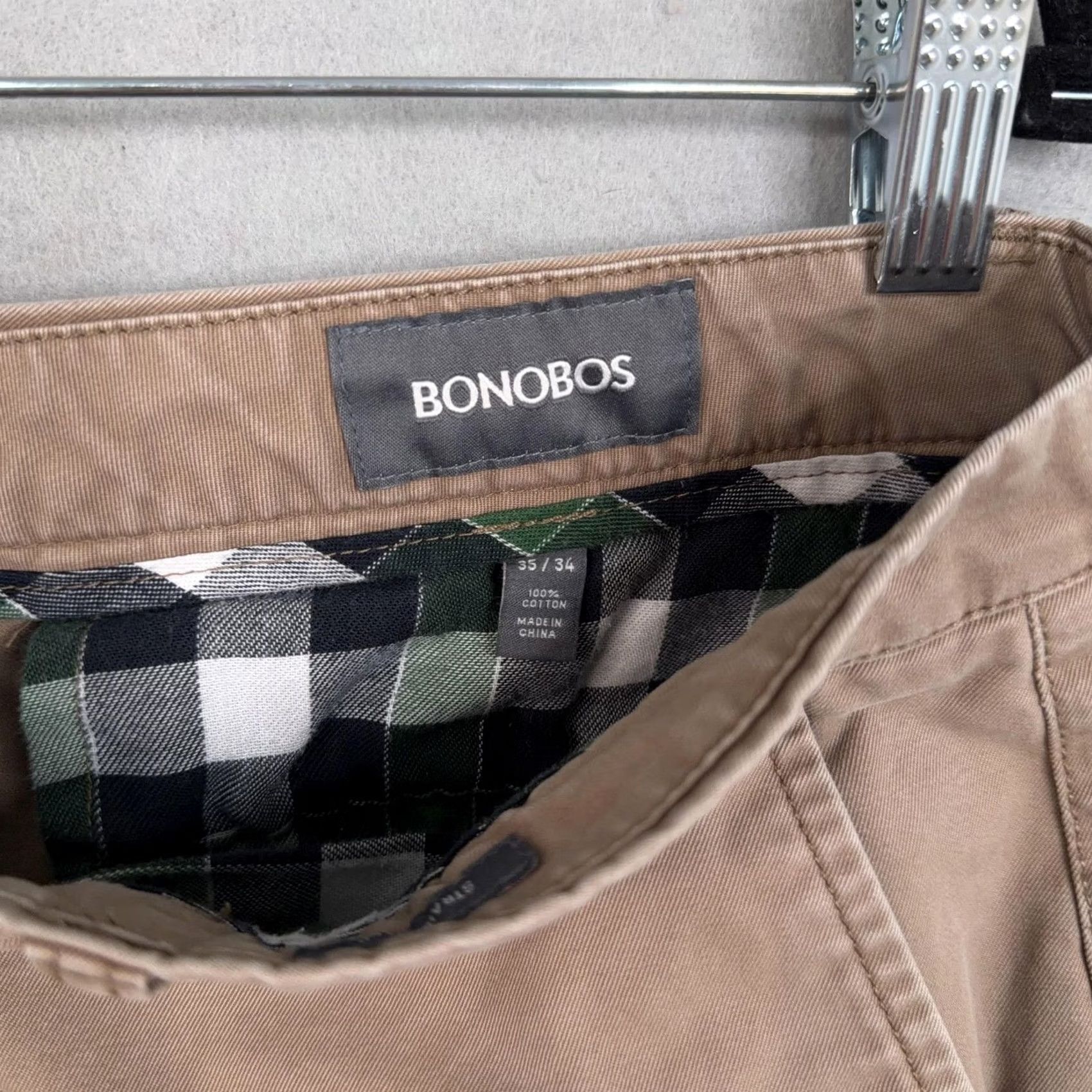 Bonobos Bonobos Mens Pants Beige Chino Flat Front Straight Leg Cotton Twill Casual XS-XL? Size US 35 - 3 Thumbnail