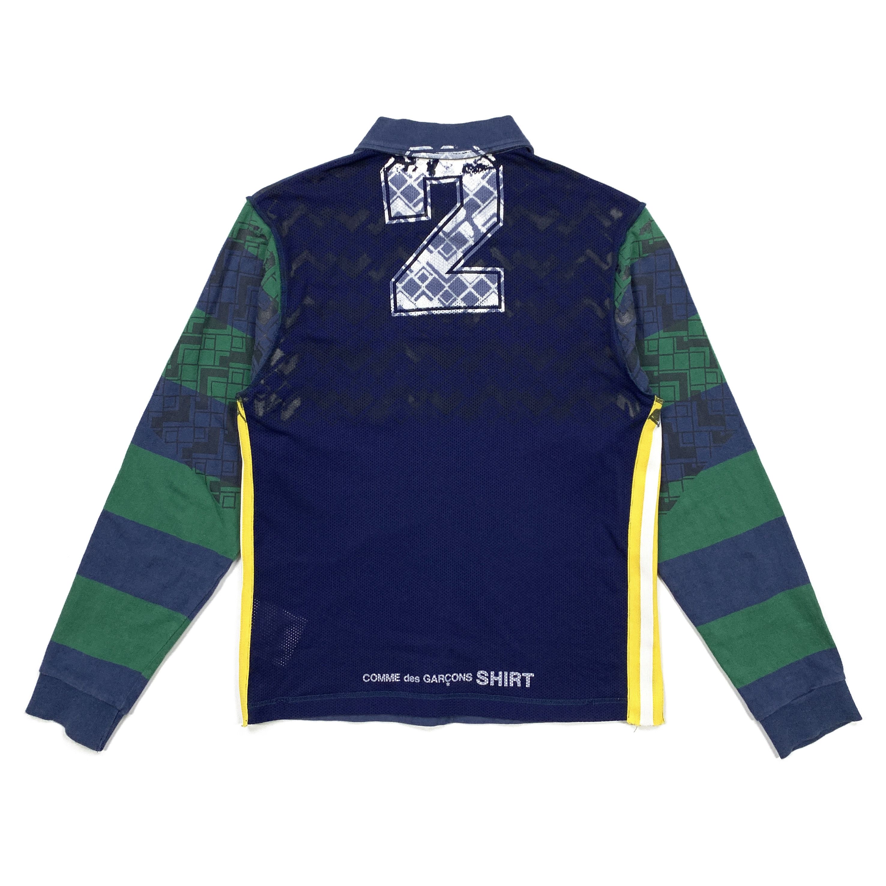Comme des Garcons 00s Hybrid Rugby Polo Shirt / Mesh Jersey Size US M / EU 48-50 / 2 - 1 Thumbnail