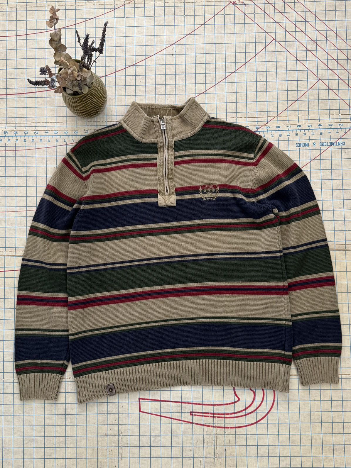 Jeep Vintage Jeep 1/4 Zip Striped Sweater Fits Mens Size Medium Size US M / EU 48-50 / 2 - 1 Thumbnail