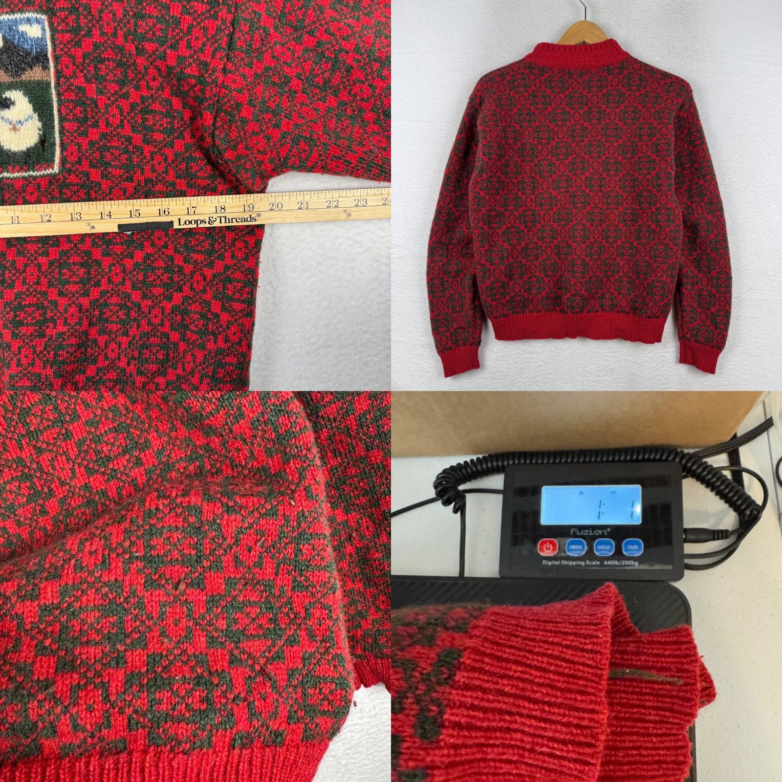 Vintage VINTAGE Woolrich Woman S/M Wool Knit Fair Isle AOP Sheep Sweater Red Size S / US 4 / IT 40 - 8 Thumbnail