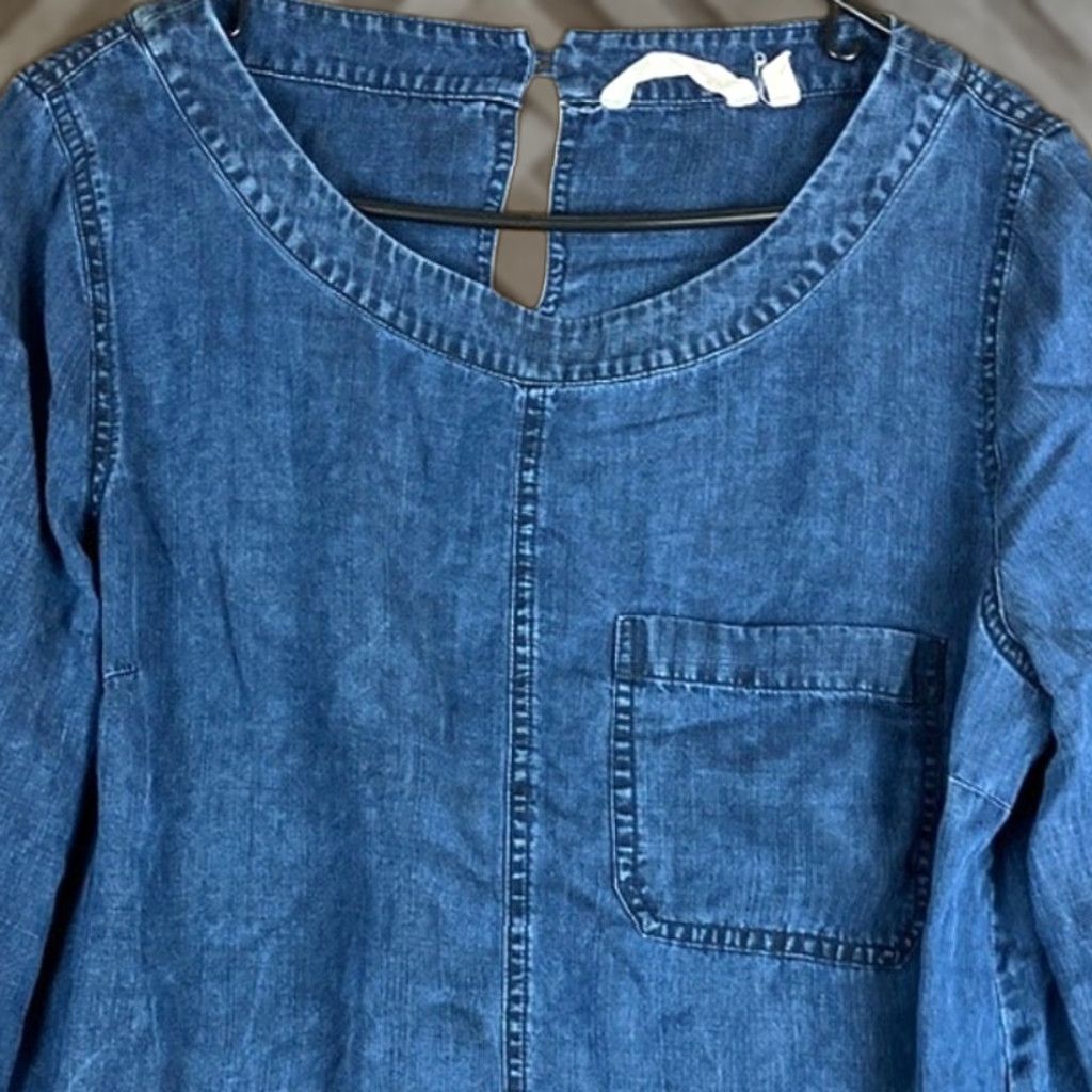 Soft Surroundings Soft Surroundings Shirt Blue Scoop Neck 3/4 Sleeve Tencel Large Womens Regular Adult L Casual Workwear Size L / US 10 / IT 46 - 1 Thumbnail
