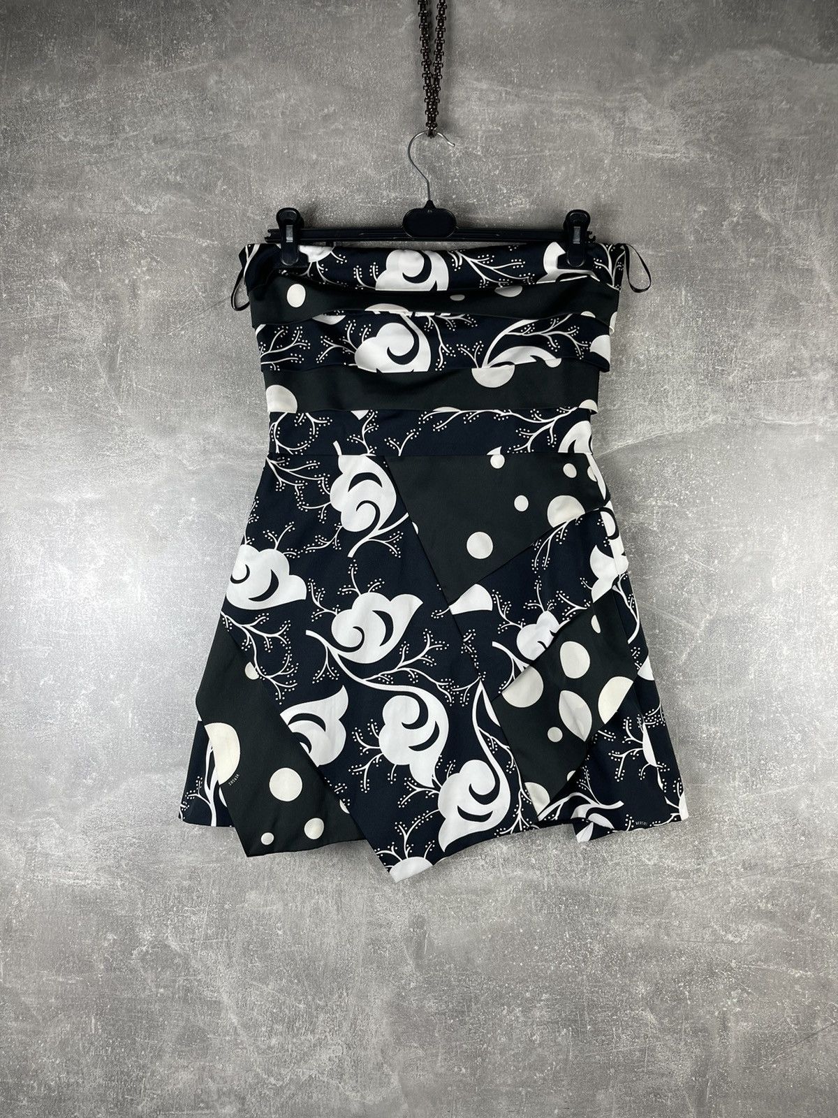 Versus Versace Versus Versace 2000s Black White Draped Floral Mini Dress Size M / US 6-8 / IT 42-44 - 8 Thumbnail