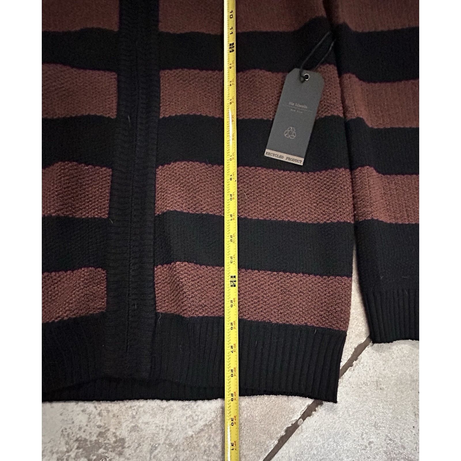 Other Six Lincoln Sweater Mens L Blk Brn Stripe Sherpa Lnd Zip NWT Size US L / EU 52-54 / 3 - 2 Thumbnail