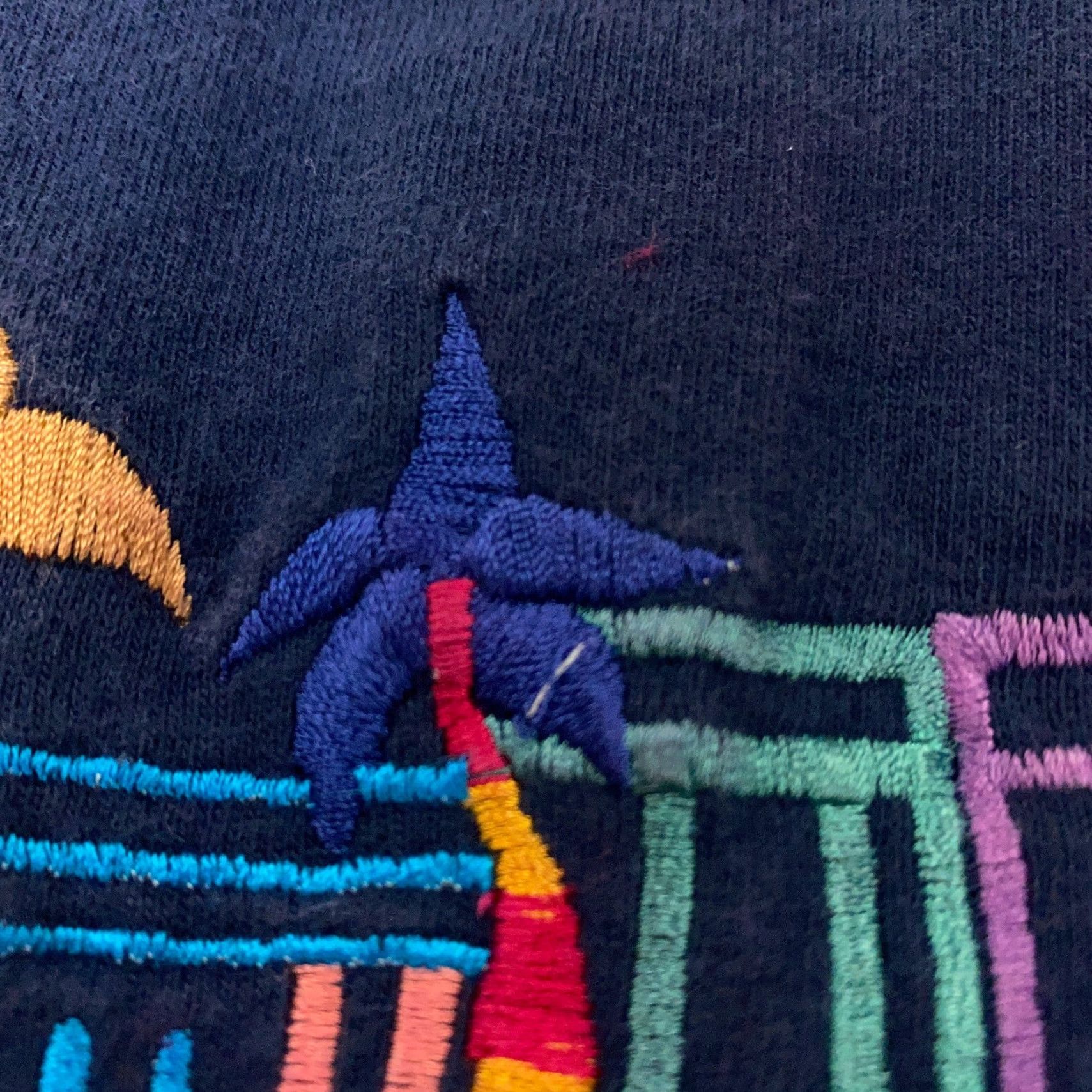 Fruit Of The Loom VINTAGE Miami Beach T-Shirt Mens XL Blue Embroidered Single Stitch 90s Fruit of the Loom USA Cotton Jersey Crew Neck Graphic Print Mens Size US XL / EU 56 / 4 - 3 Thumbnail