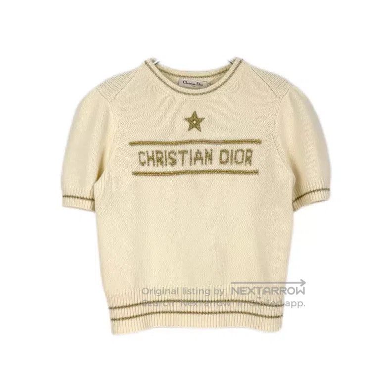Dior Dior White gold thread five-pointed star cashmere short-sl Size M / US 6-8 / IT 42-44 - 1 Thumbnail