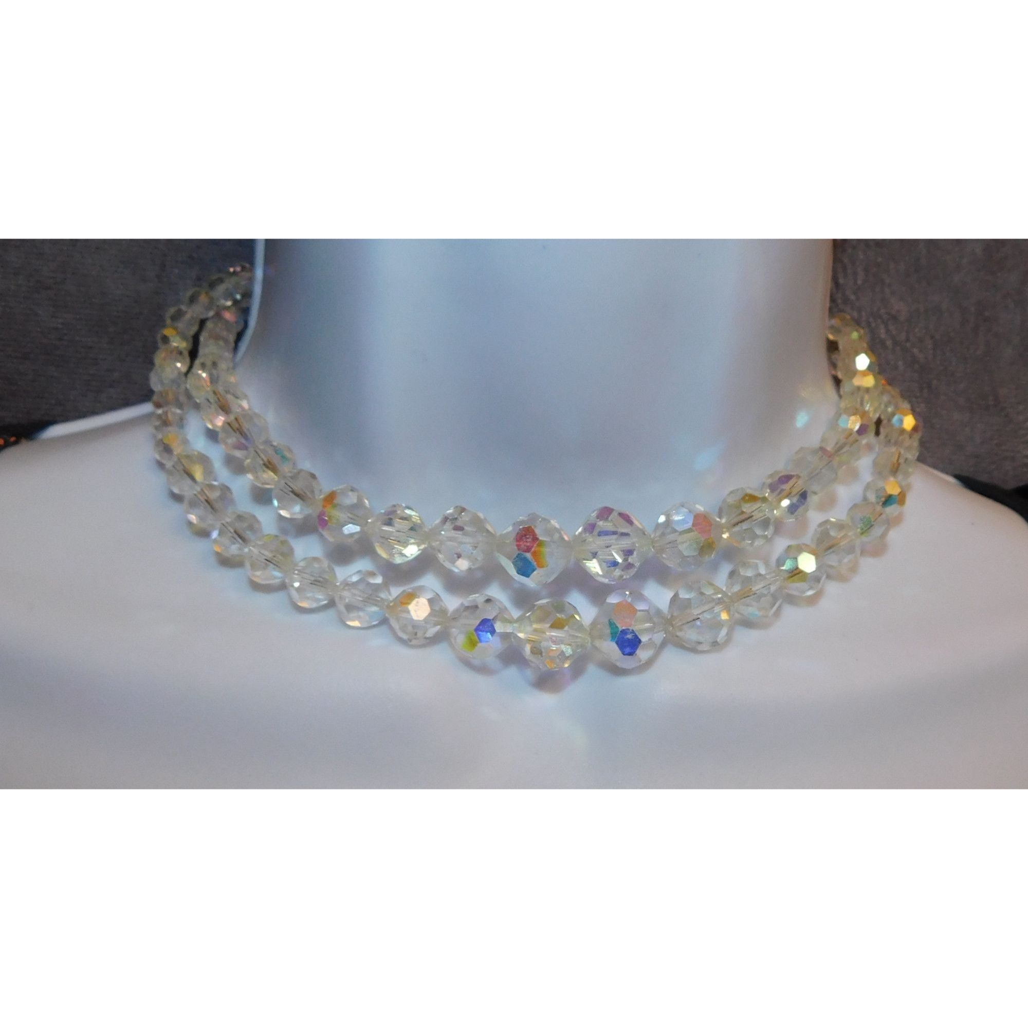 Other Vintage Aurora Borealis Crystal Beaded Double Strand Necklac Size ONE SIZE - 7 Thumbnail