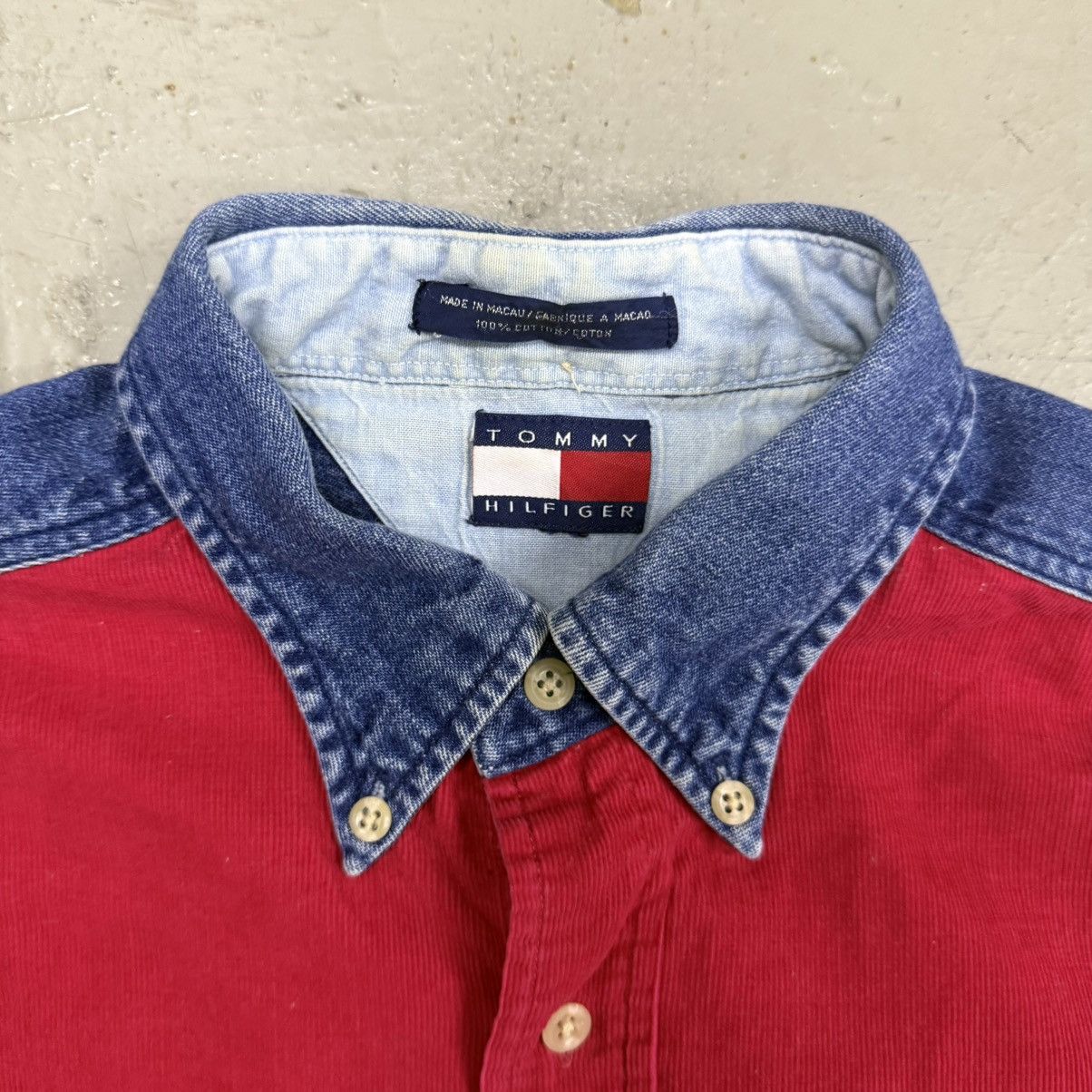 Tommy Hilfiger × Vintage Vintage Tommy Hilfiger Denim Corduroy CDG Inspired Shirt Size US XL / EU 56 / 4 - 3 Thumbnail