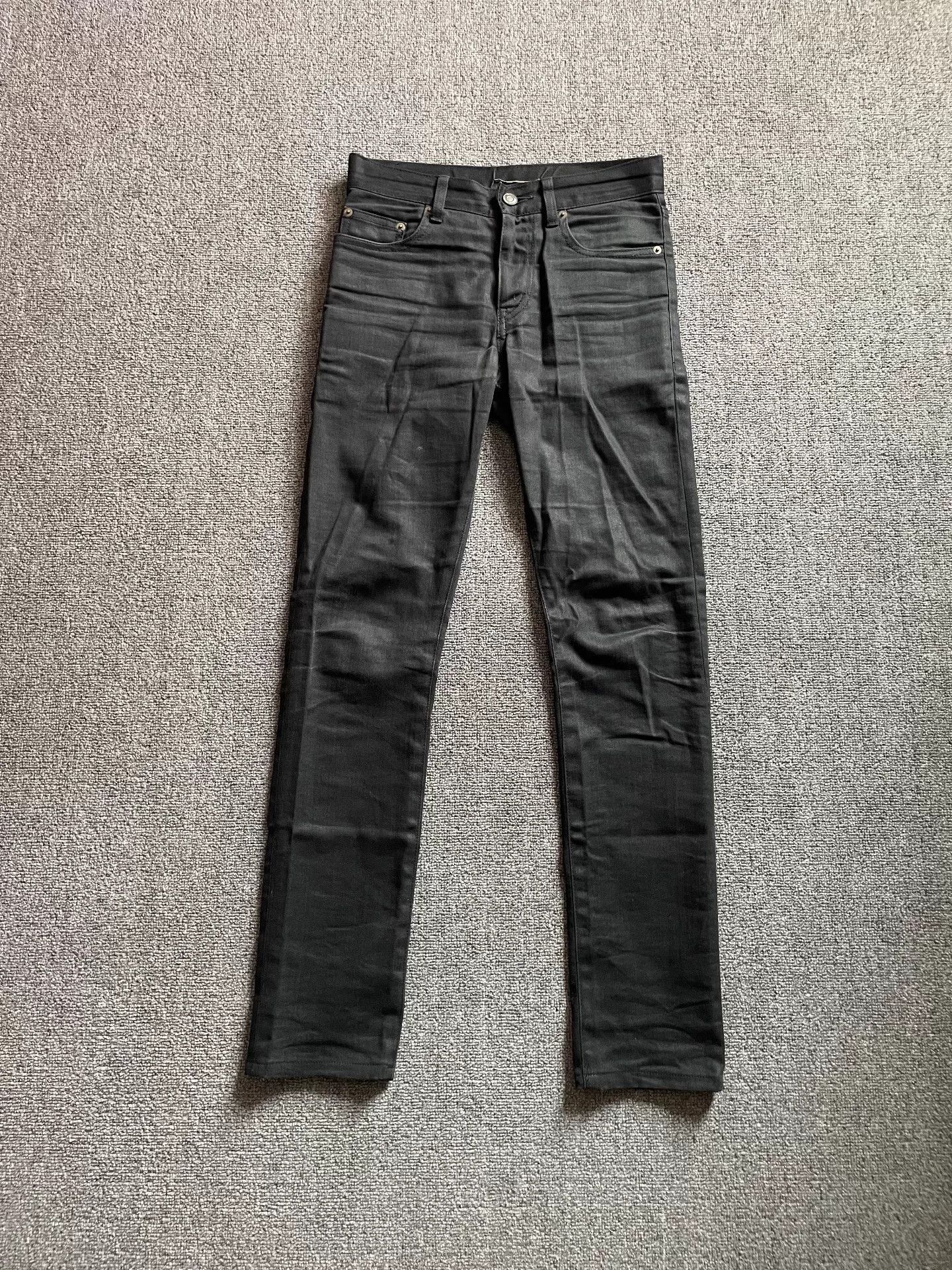 Saint Laurent Paris Saint Laurent Waxed Black Denim Pants. Size US 27 - 1 Thumbnail