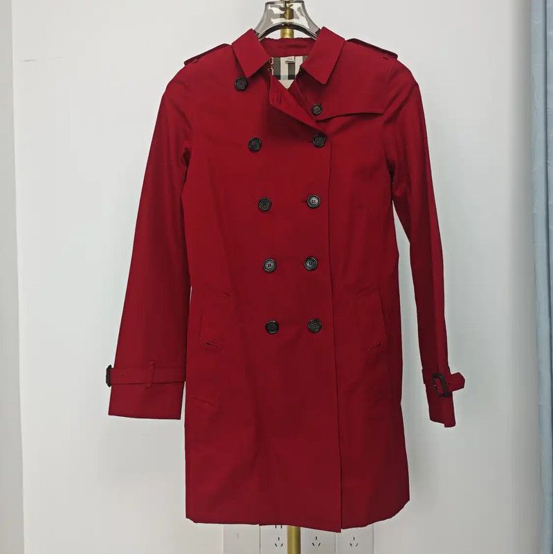 Burberry Burberry Red Cotton Mid-Length Trench Coat Size L / US 10 / IT 46 - 1 Thumbnail