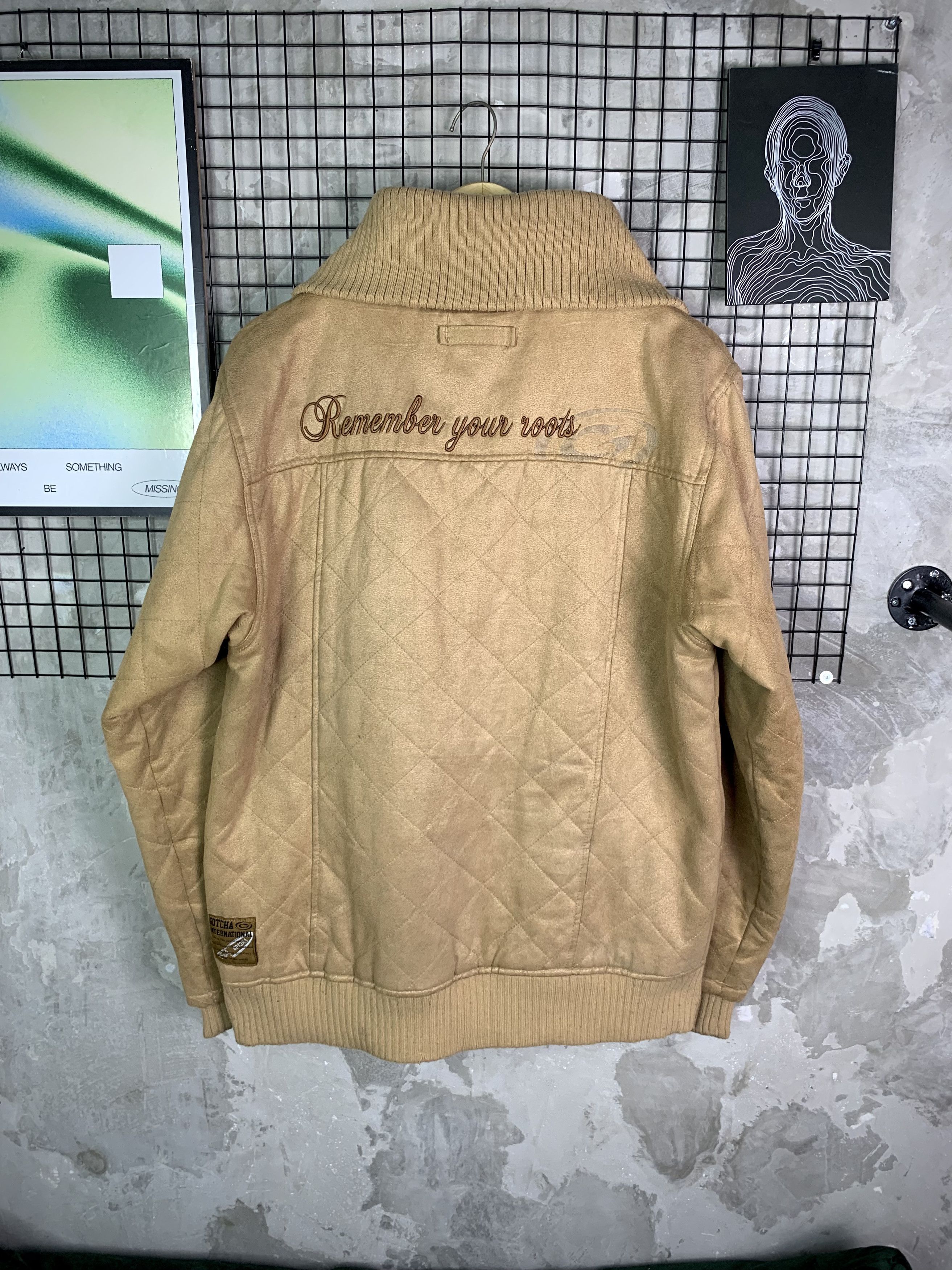 Gotcha Vintage Gotcha Quilted Suede Bomber Jacket Sherpa Lined Size US XL / EU 56 / 4 - 6 Thumbnail