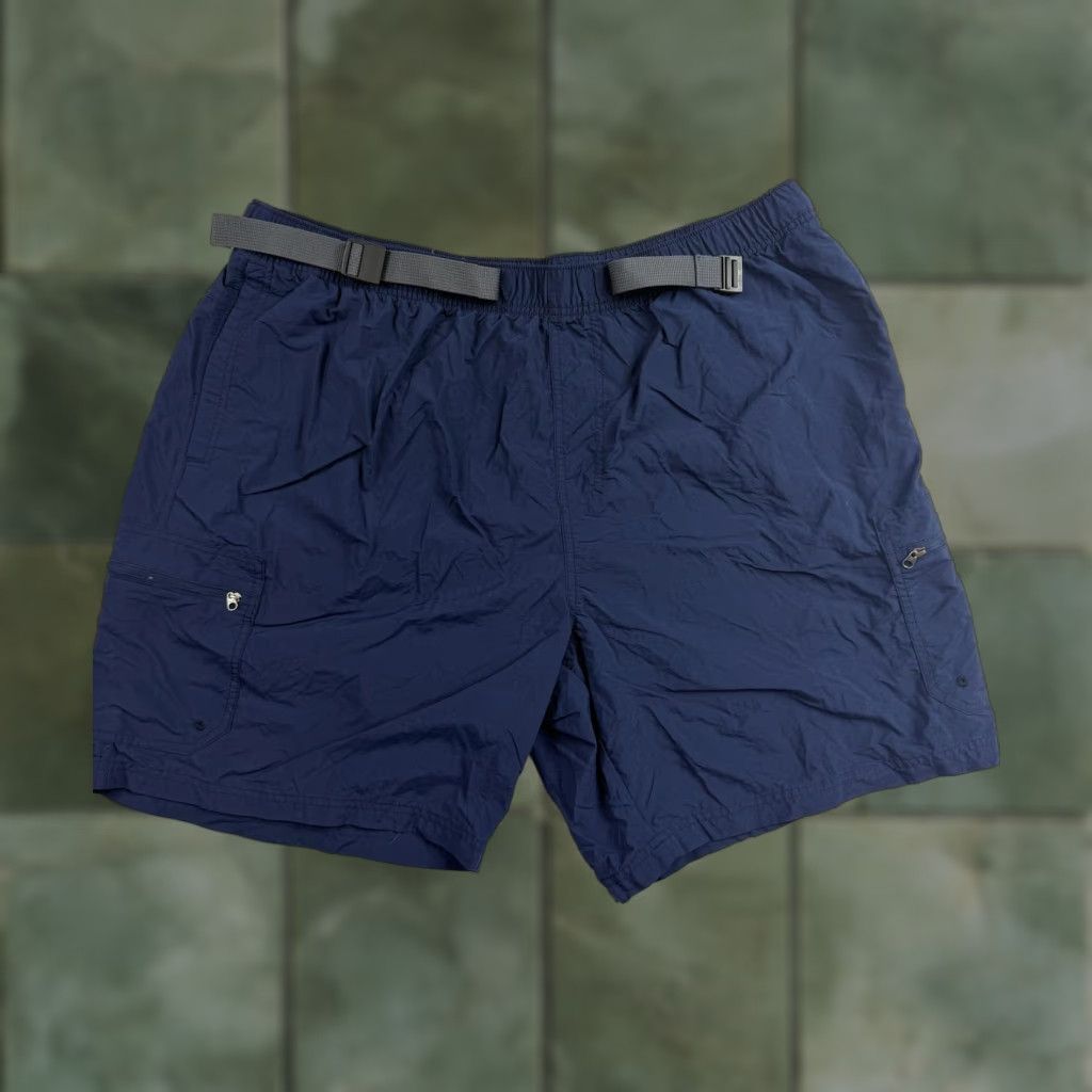 Vintage Columbia Pants Mens 2XL Navy Blue Hiking Nylon Elastic Waist Belt Zip Pockets Size US 39 - 1 Thumbnail