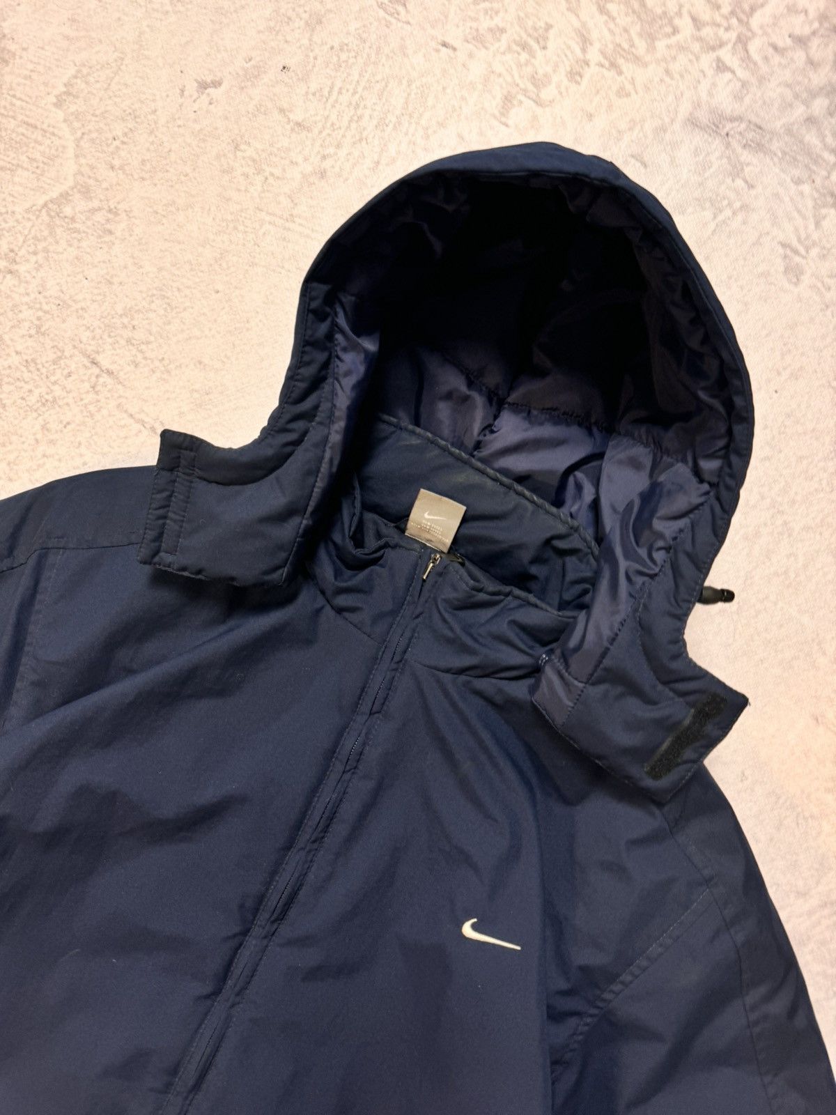 Nike × Vintage 00s Nike Vintage Drill Oversize Down Hooded Jacket Y2K Size US XL / EU 56 / 4 - 7 Thumbnail