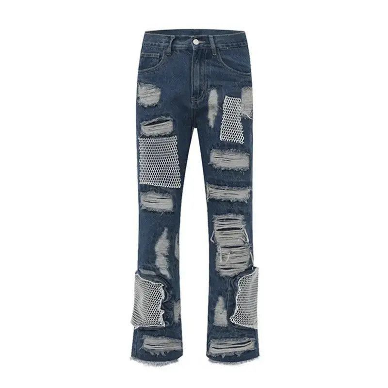 Japanese Brand Ripped Straight Frayed Loose Harajuku Style With Scuffs Size US 32 / EU 48 - 3 Thumbnail