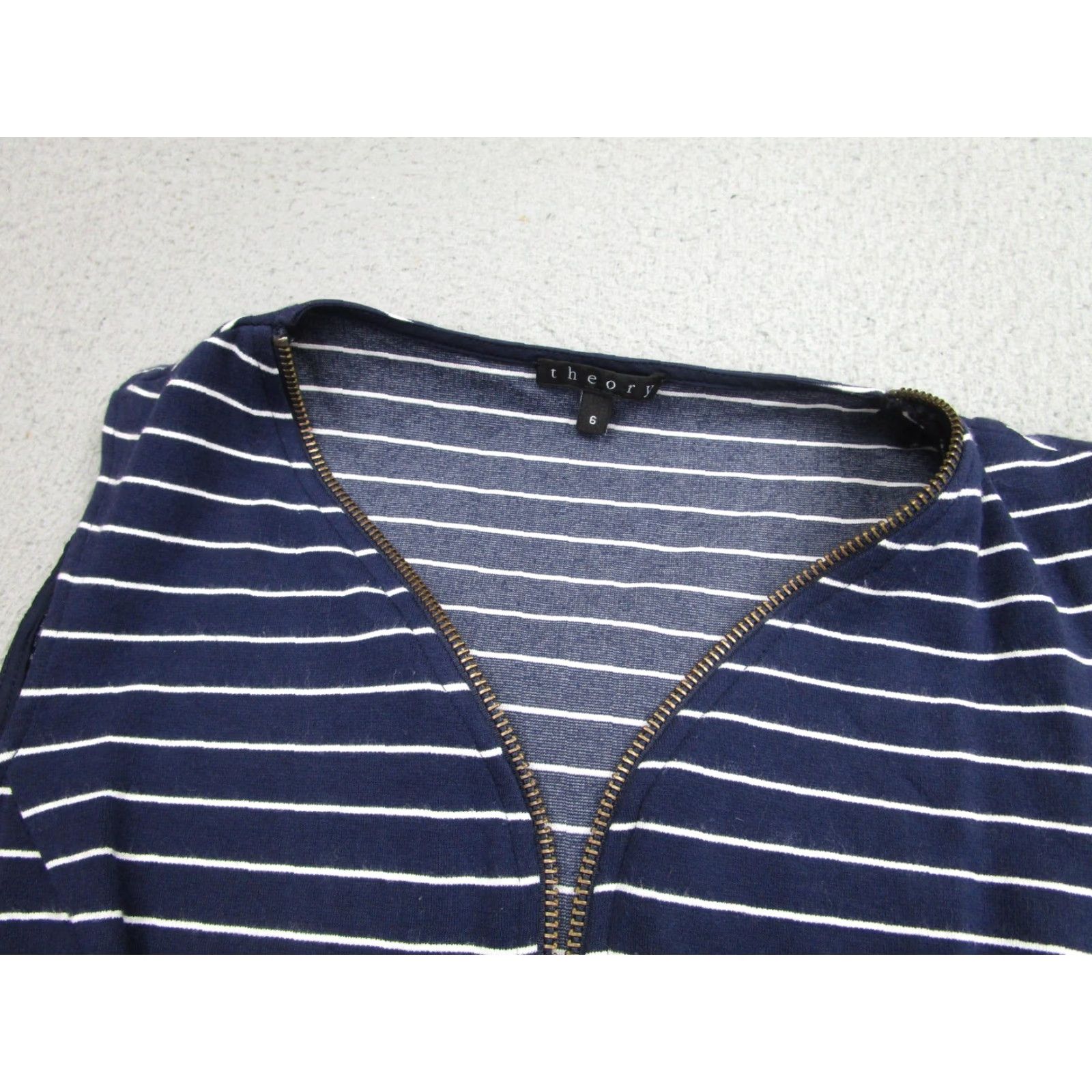 Theory Theory Dress Womens 6 Navy White Stripe Sleeveless Zip Front Fit & Flare Skater Size M / US 6-8 / IT 42-44 - 3 Thumbnail
