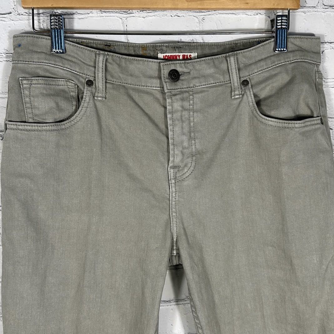 Johnny Was Johnny Was Catalina Boyfriend Women’s Oil Green Jeans Embellished Cuffs size 28 Size 28" / US 6 / IT 42 - 3 Thumbnail