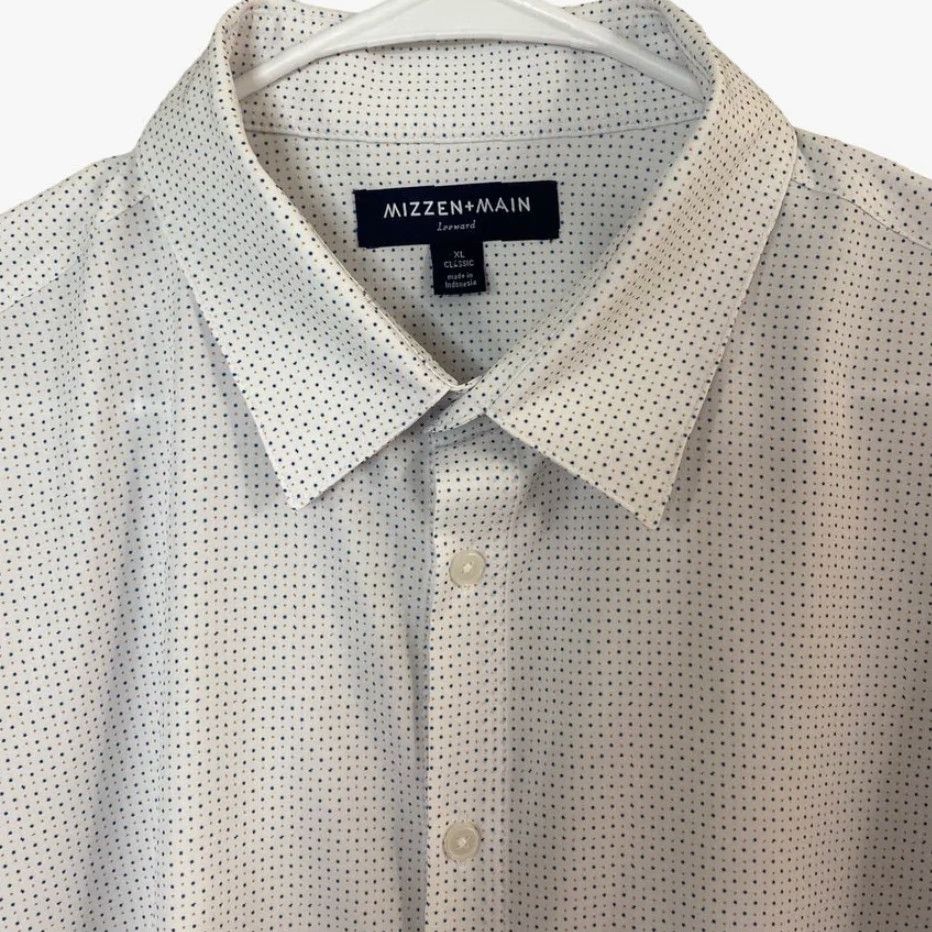 Mizzen+Main Mizzen + Main Leeward Button Up Dress Shirt Blue Rose Dot Print Mens XL Size 46R - 4 Thumbnail