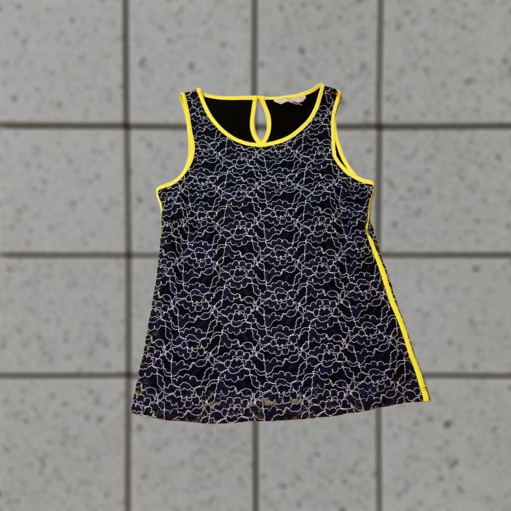 Banana Republic Banana Republic Shirt Womens 0P Sleeveless Tank Blouse Petite Navy Yellow Size XS / US 0-2 / IT 36-38 - 1 Thumbnail