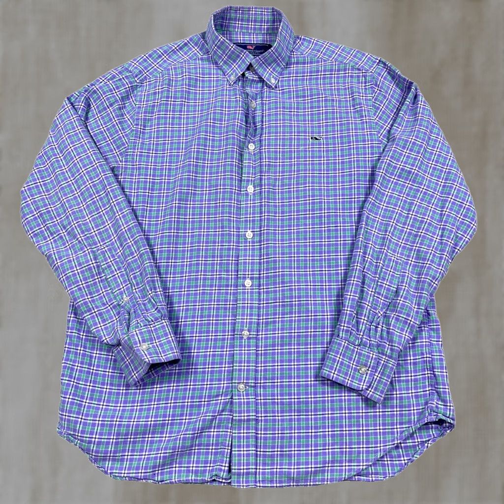 Vineyard Vines Vineyard Vines Shirt Men Large Slim Purple Plaid Flannel Button Up Whale Shirt Size US L / EU 52-54 / 3 - 1 Thumbnail