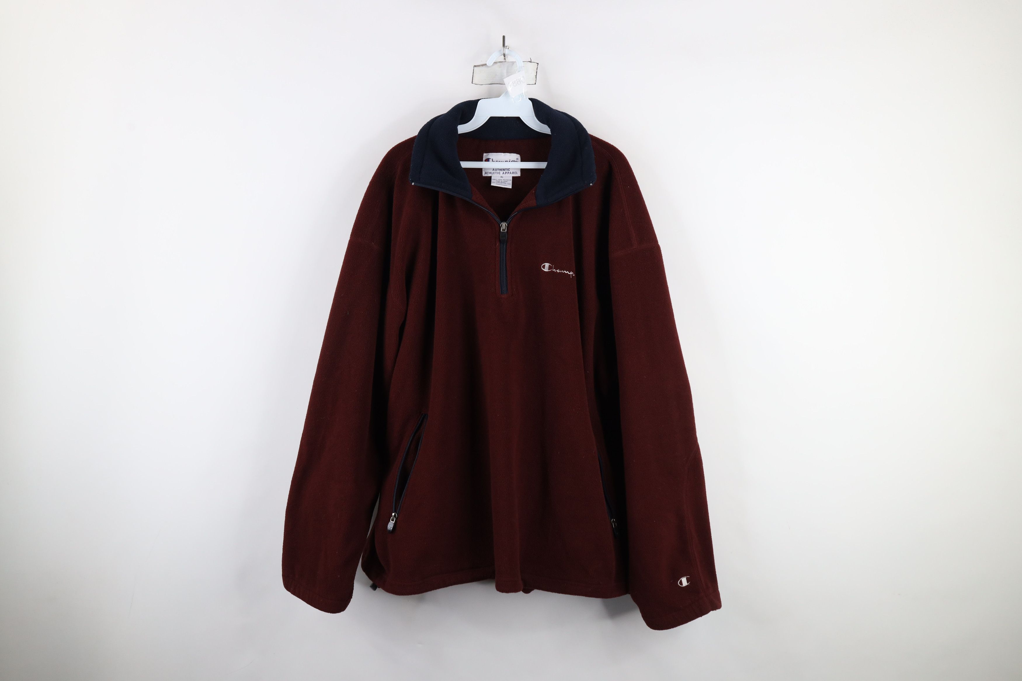Champion × Vintage Vintage 90s Champion Heavyweight Half Zip Fleece Sweater Red Size US XL / EU 56 / 4 - 1 Thumbnail