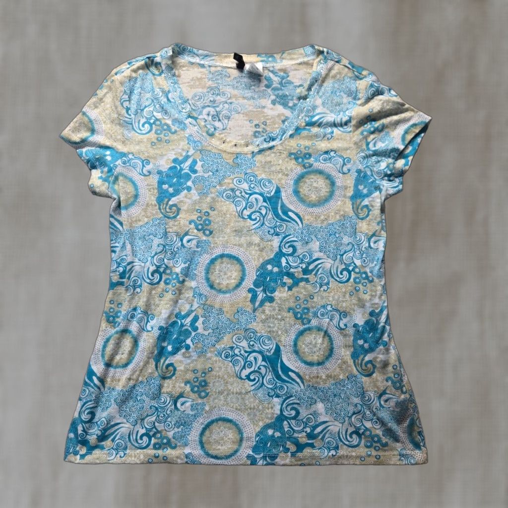Vintage New Directions Blue Short Sleeve Shirt Adult Women's Large Casual T-Shirt Size L / US 10 / IT 46 - 1 Thumbnail