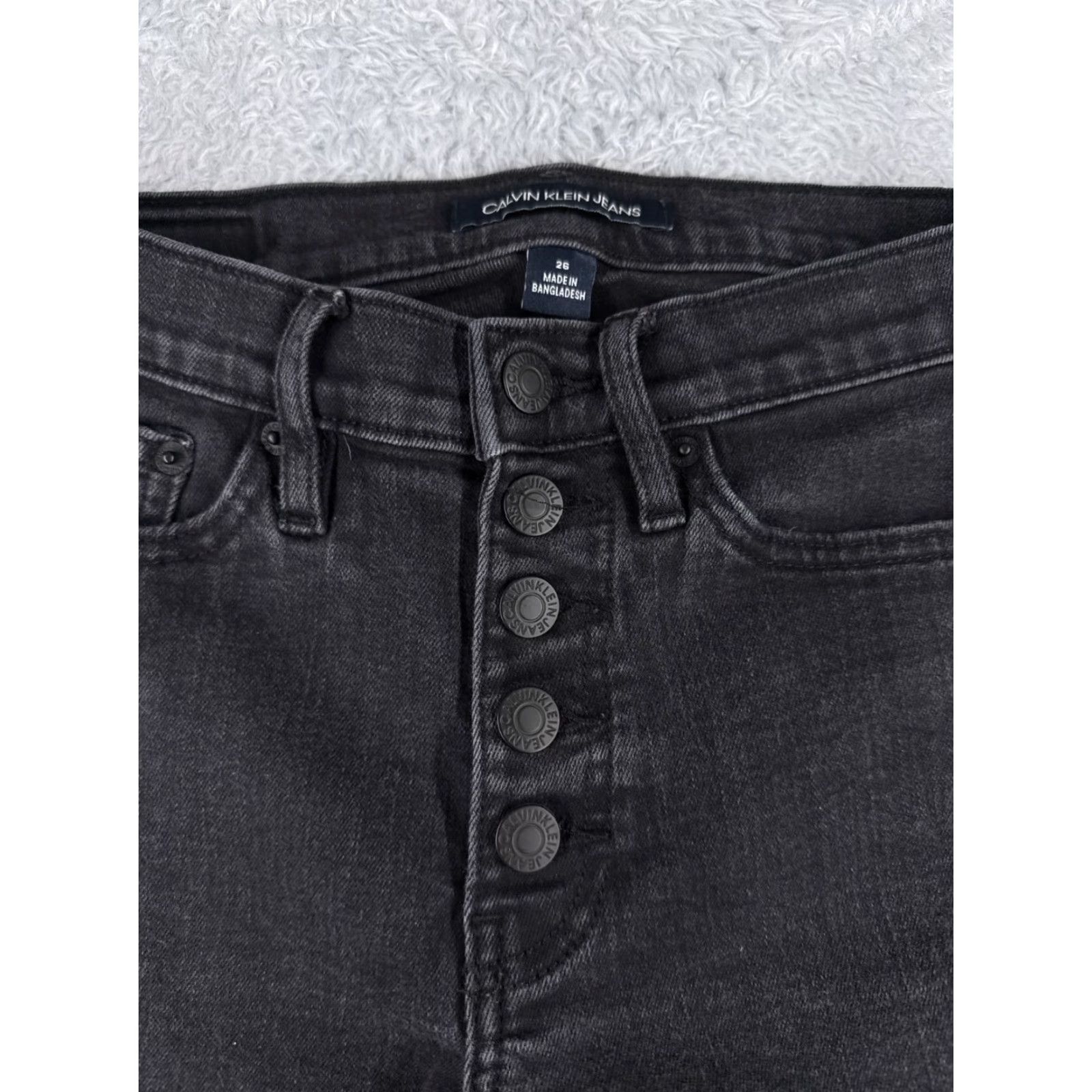 Calvin Klein Calvin Klein Jeans Women Black Denim Straight Mid Rise 2 26x23 Stretch Pockets 5-Pocket Design Denim Cotton Blend Regular 26 in Waist Inseam 23 in Size 26" / US 2 / IT 38 - 5 Thumbnail