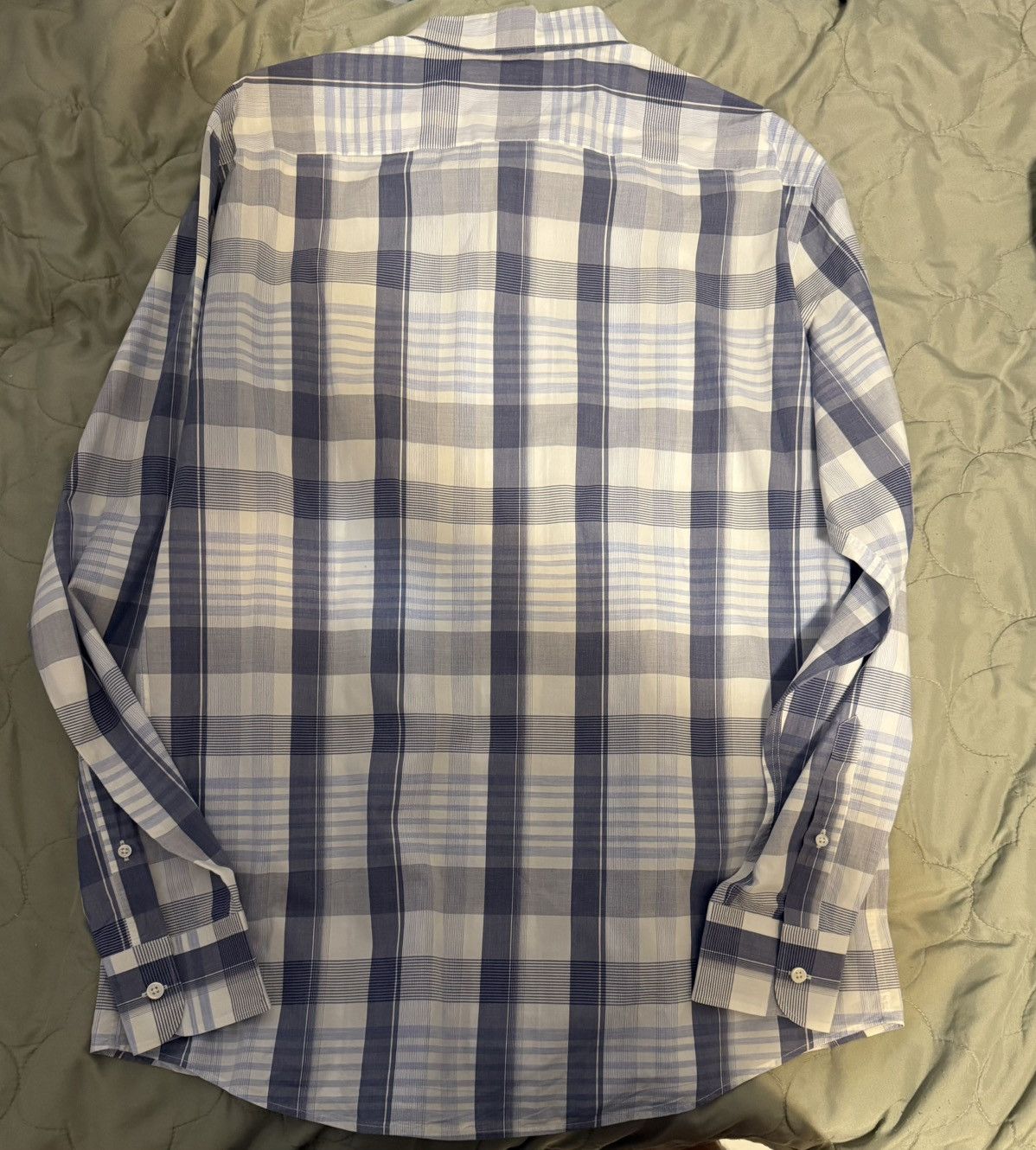 Ermenegildo Zegna Ermenegildo Zegna Blue and White Plaid Button Down Shirt Size US XL / EU 56 / 4 - 2 Thumbnail